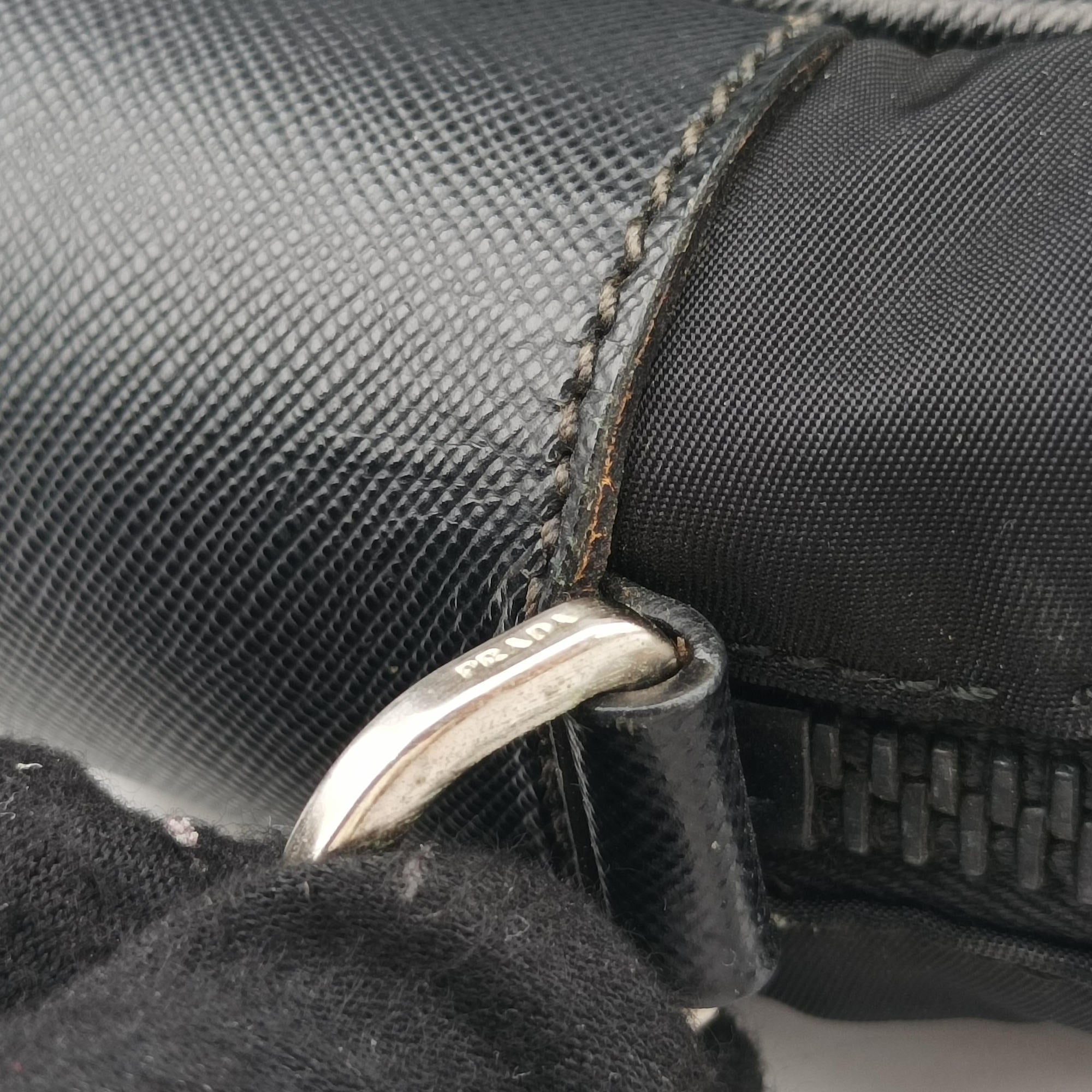 Pre-owned Prada Nylon Briefcase Nero Black Nylon×SAFFIANO Leather VA0983 handbag | stylenewstar