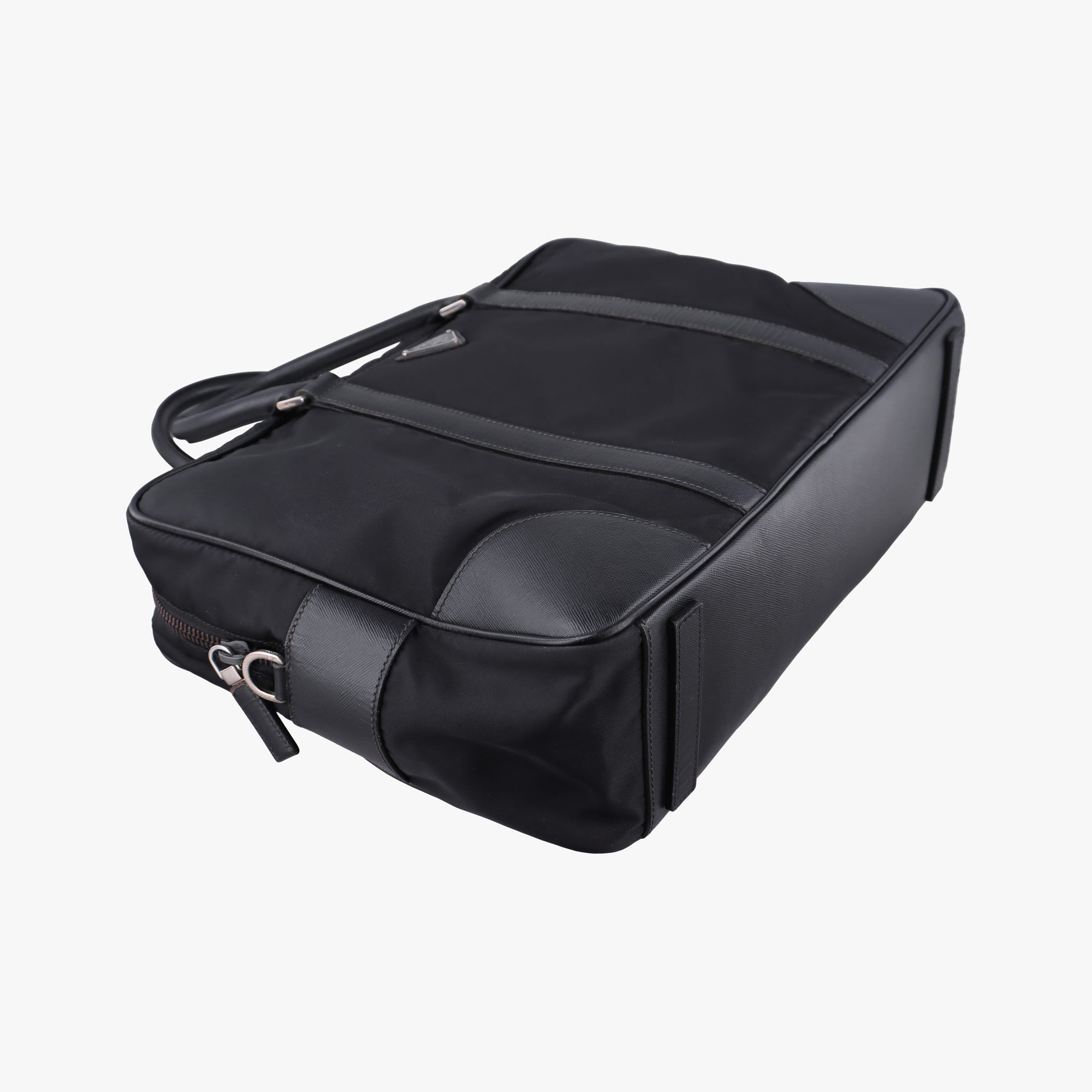 Pre-owned Prada Nylon Briefcase Nero Black Nylon×SAFFIANO Leather VA0983 handbag | stylenewstar