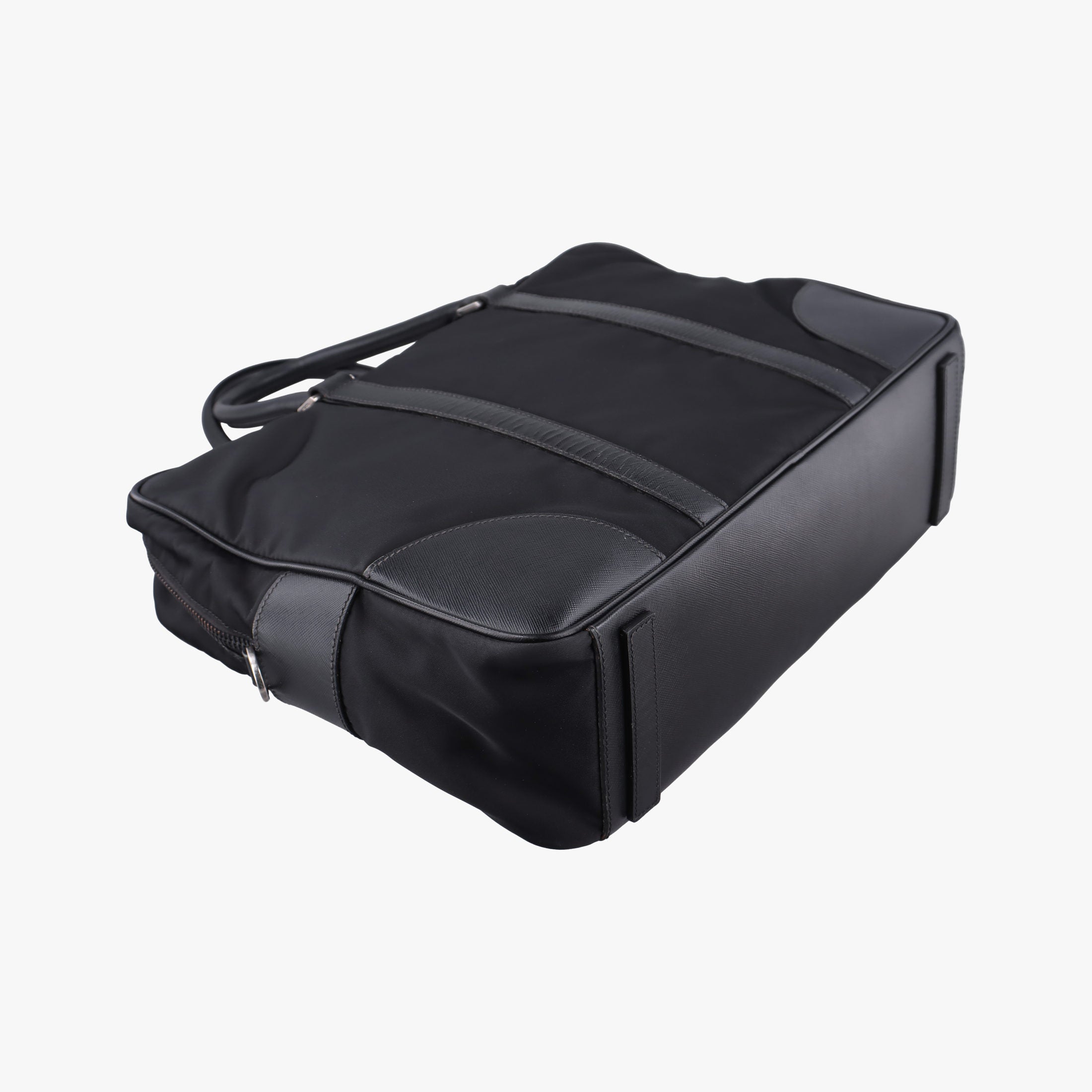 Pre-owned Prada Nylon Briefcase Nero Black Nylon×SAFFIANO Leather VA0983 handbag | stylenewstar
