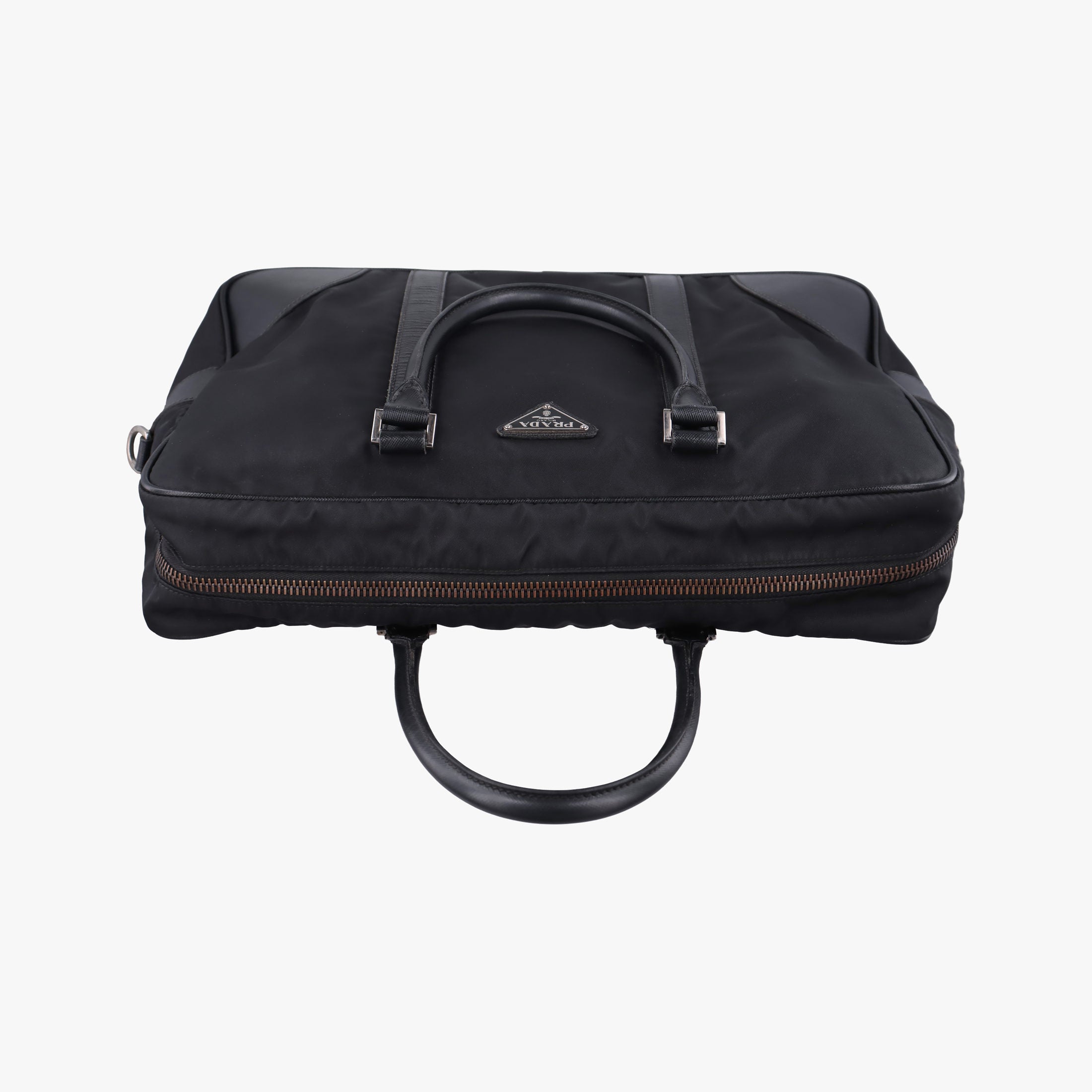 Pre-owned Prada Nylon Briefcase Nero Black Nylon×SAFFIANO Leather VA0983 handbag | stylenewstar
