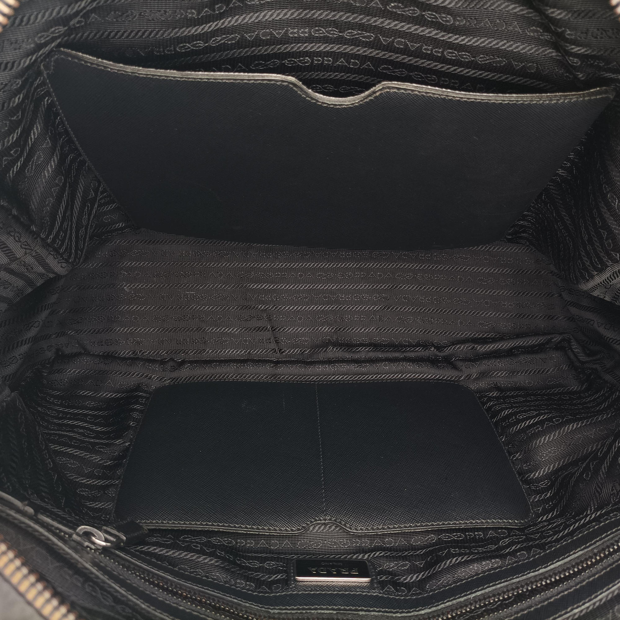 Pre-owned Prada Nylon Briefcase Nero Black Nylon×SAFFIANO Leather VA0983 handbag | stylenewstar