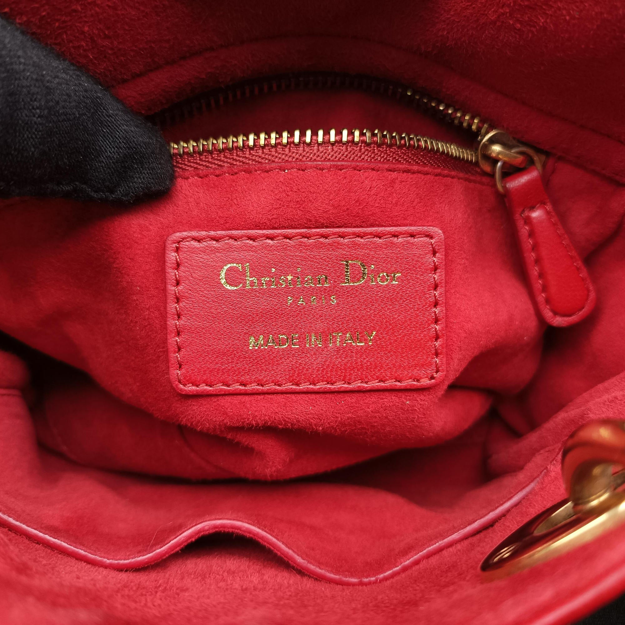 Pre-owned Christian Dior Lady Dior Red lambskin  shoulderbag | stylenewstar