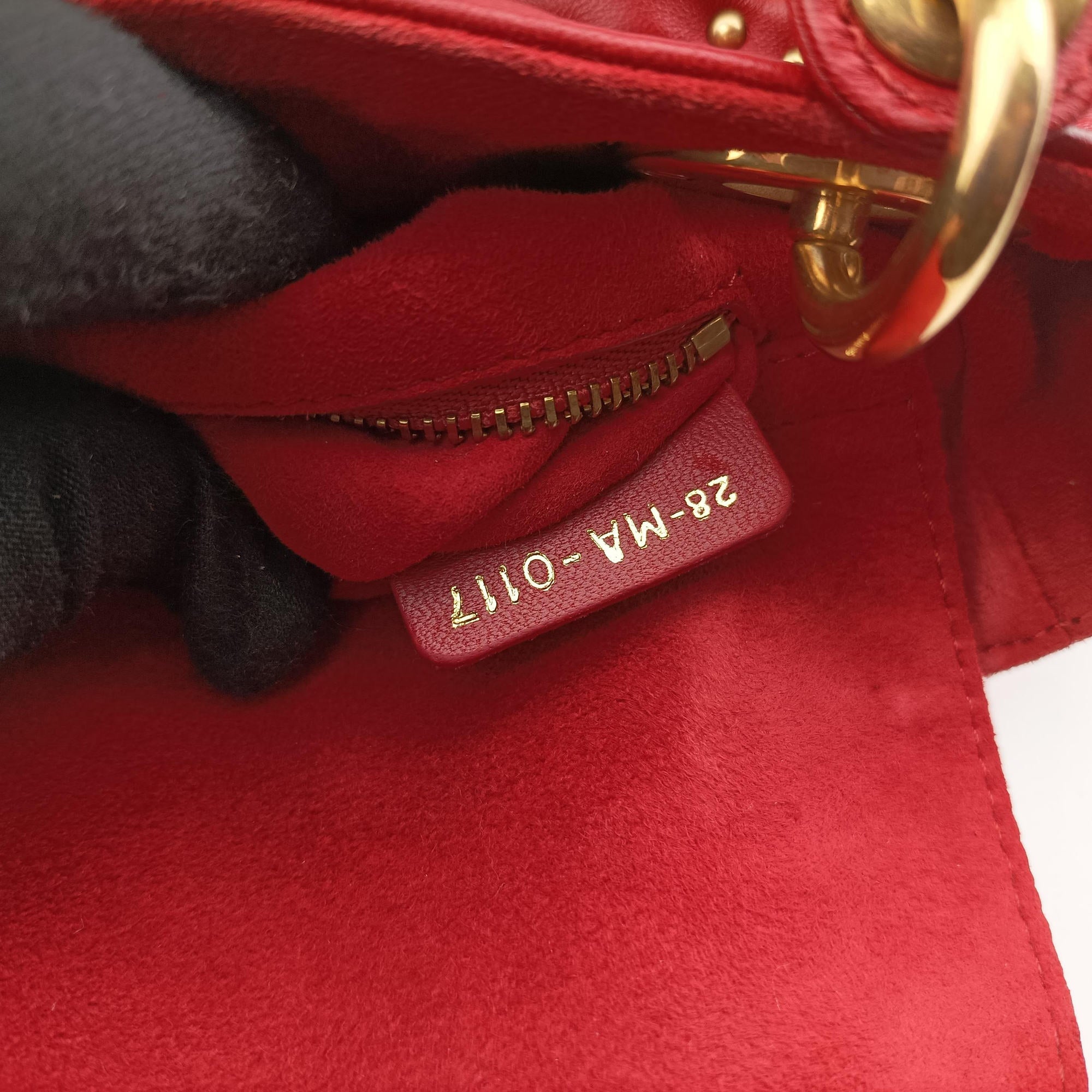 Pre-owned Christian Dior Lady Dior Red lambskin  shoulderbag | stylenewstar