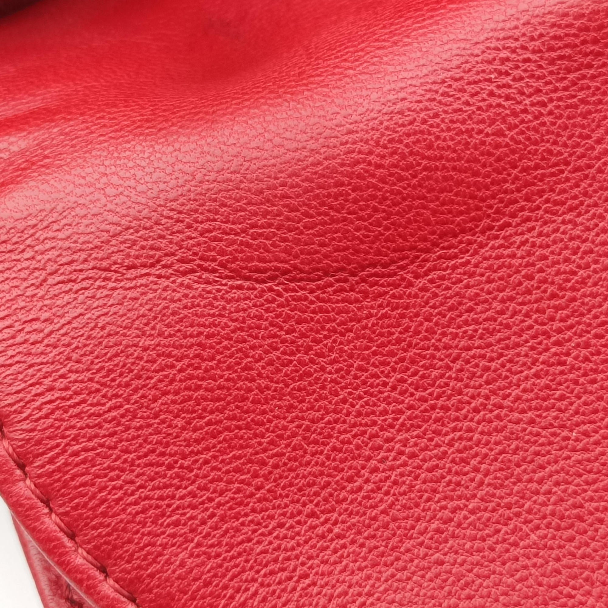 Pre-owned Christian Dior Lady Dior Red lambskin  shoulderbag | stylenewstar