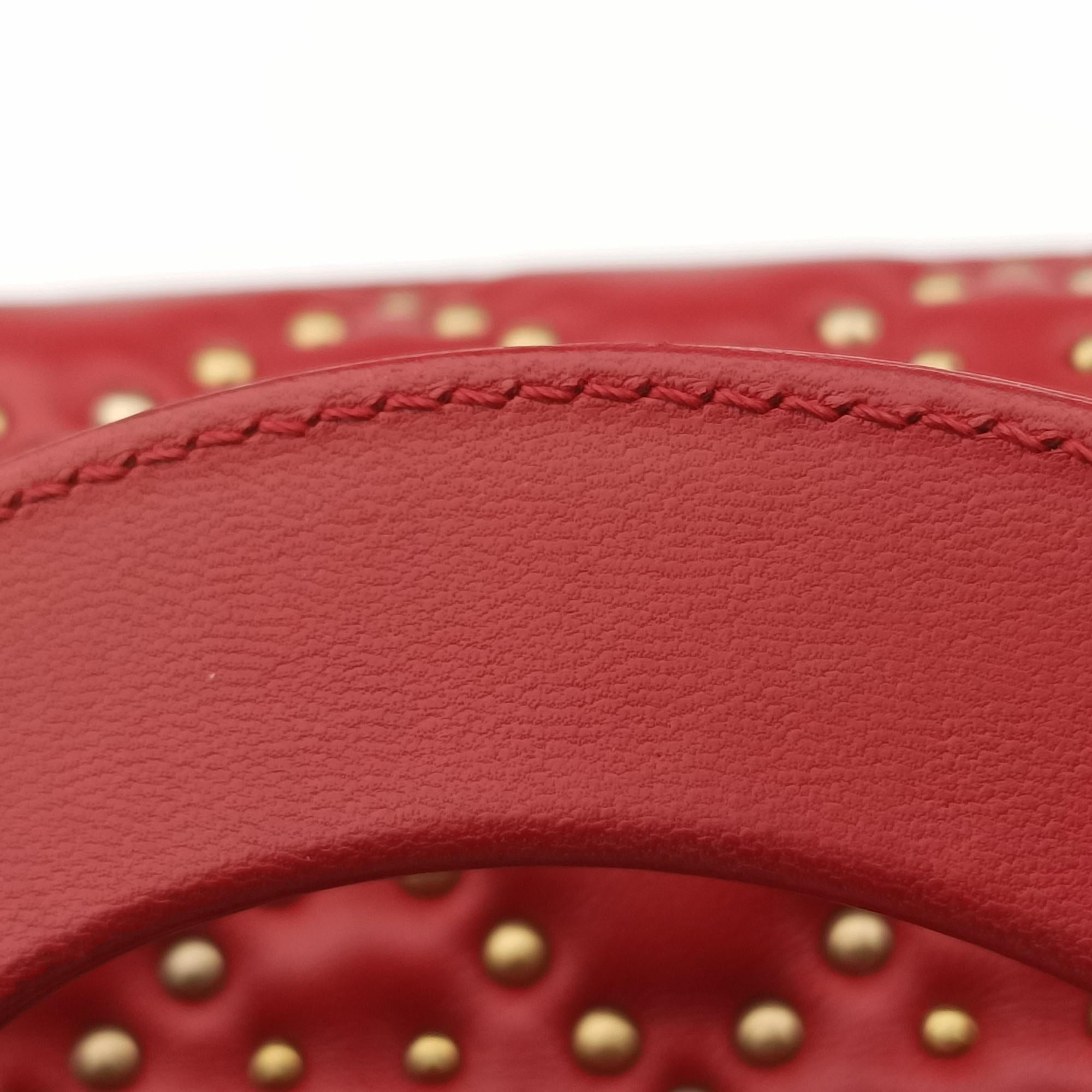 Pre-owned Christian Dior Lady Dior Red lambskin  shoulderbag | stylenewstar