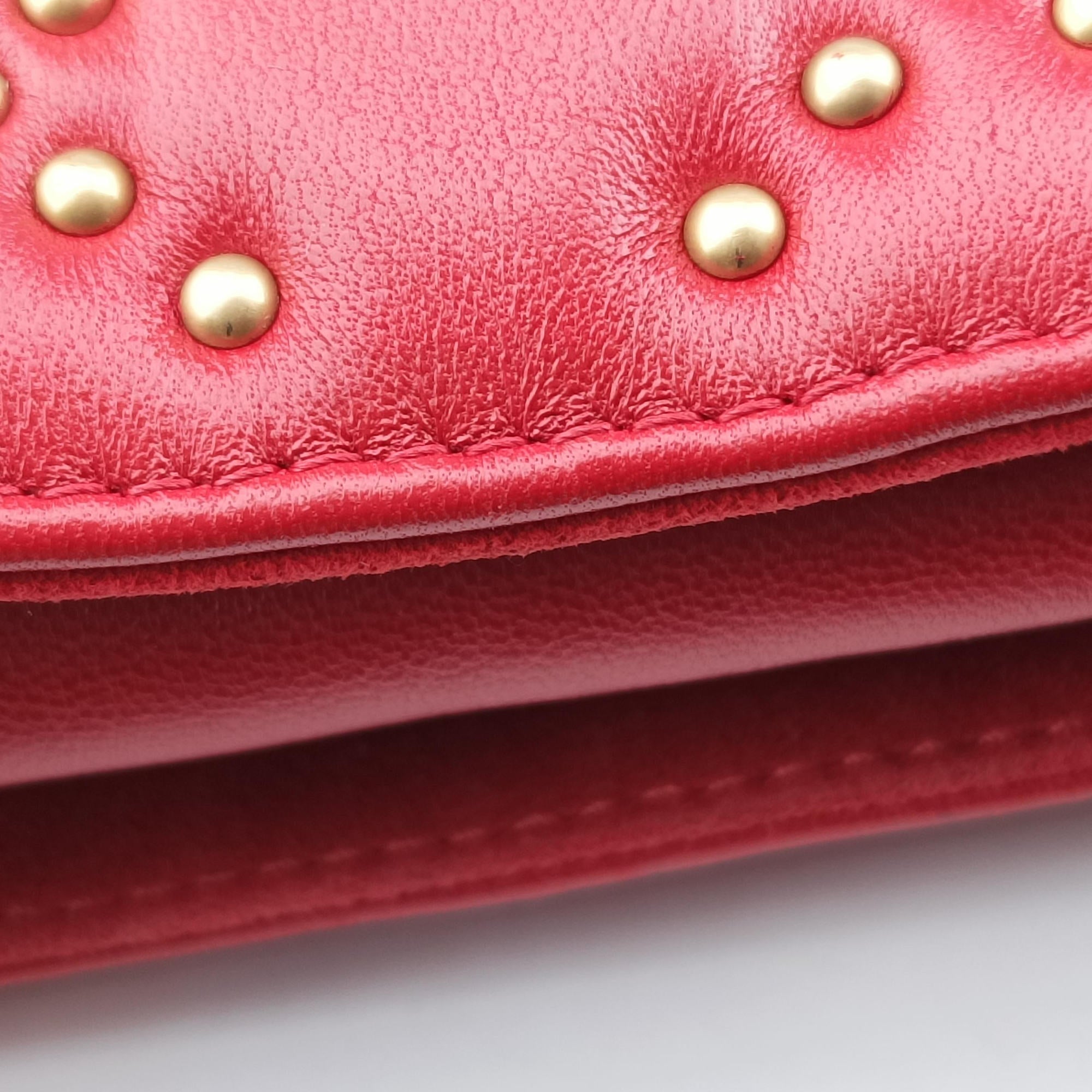 Pre-owned Christian Dior Lady Dior Red lambskin  shoulderbag | stylenewstar