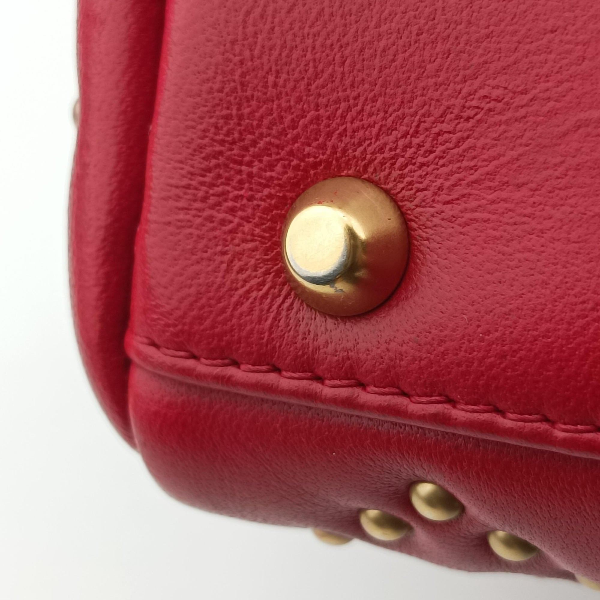 Pre-owned Christian Dior Lady Dior Red lambskin  shoulderbag | stylenewstar