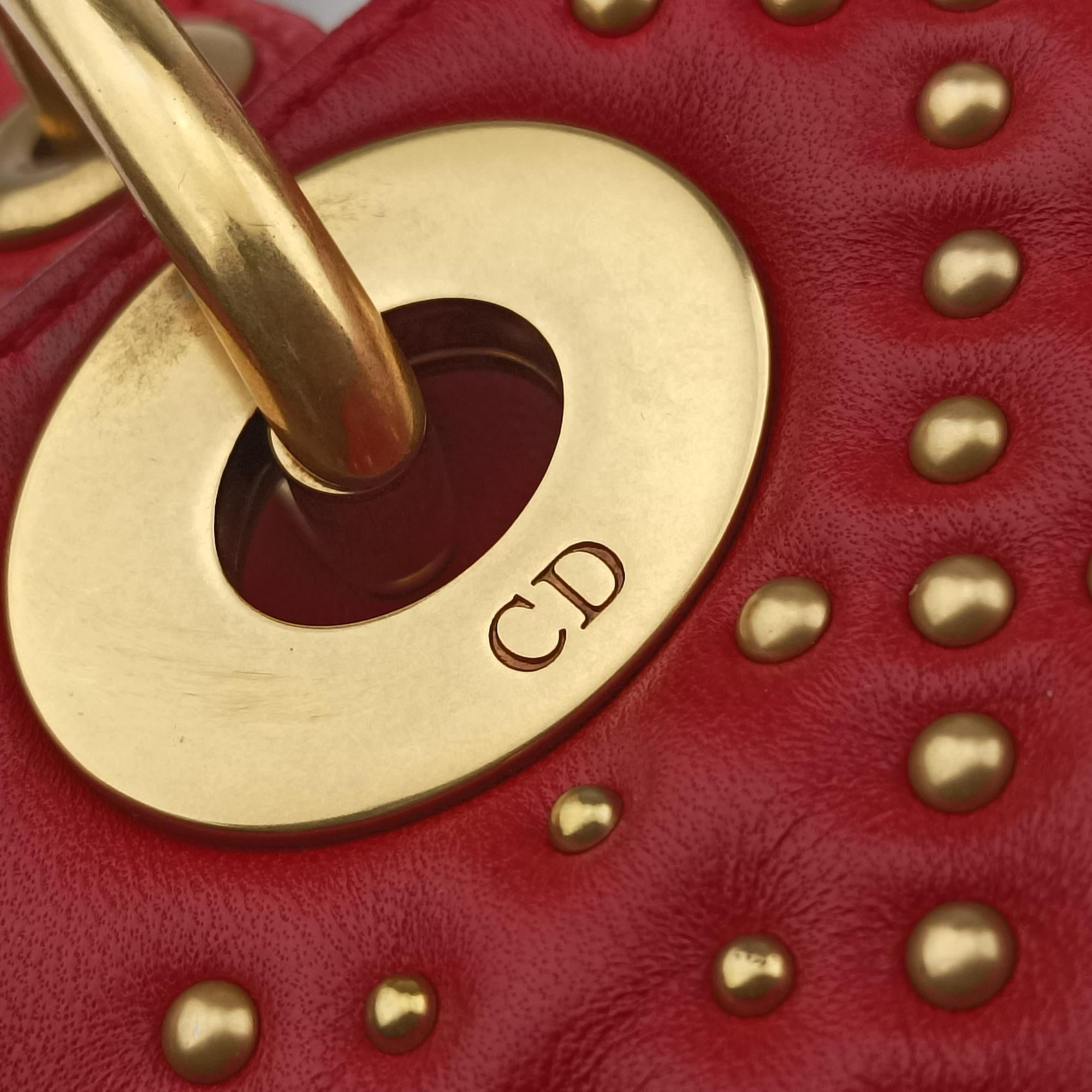 Pre-owned Christian Dior Lady Dior Red lambskin  shoulderbag | stylenewstar