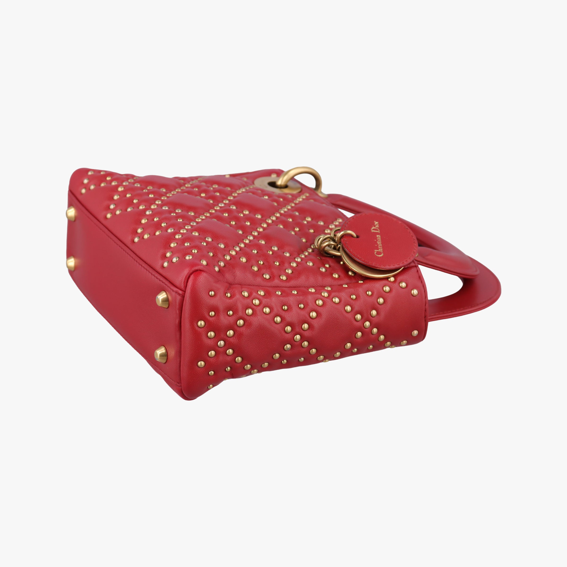 Pre-owned Christian Dior Lady Dior Red lambskin  shoulderbag | stylenewstar