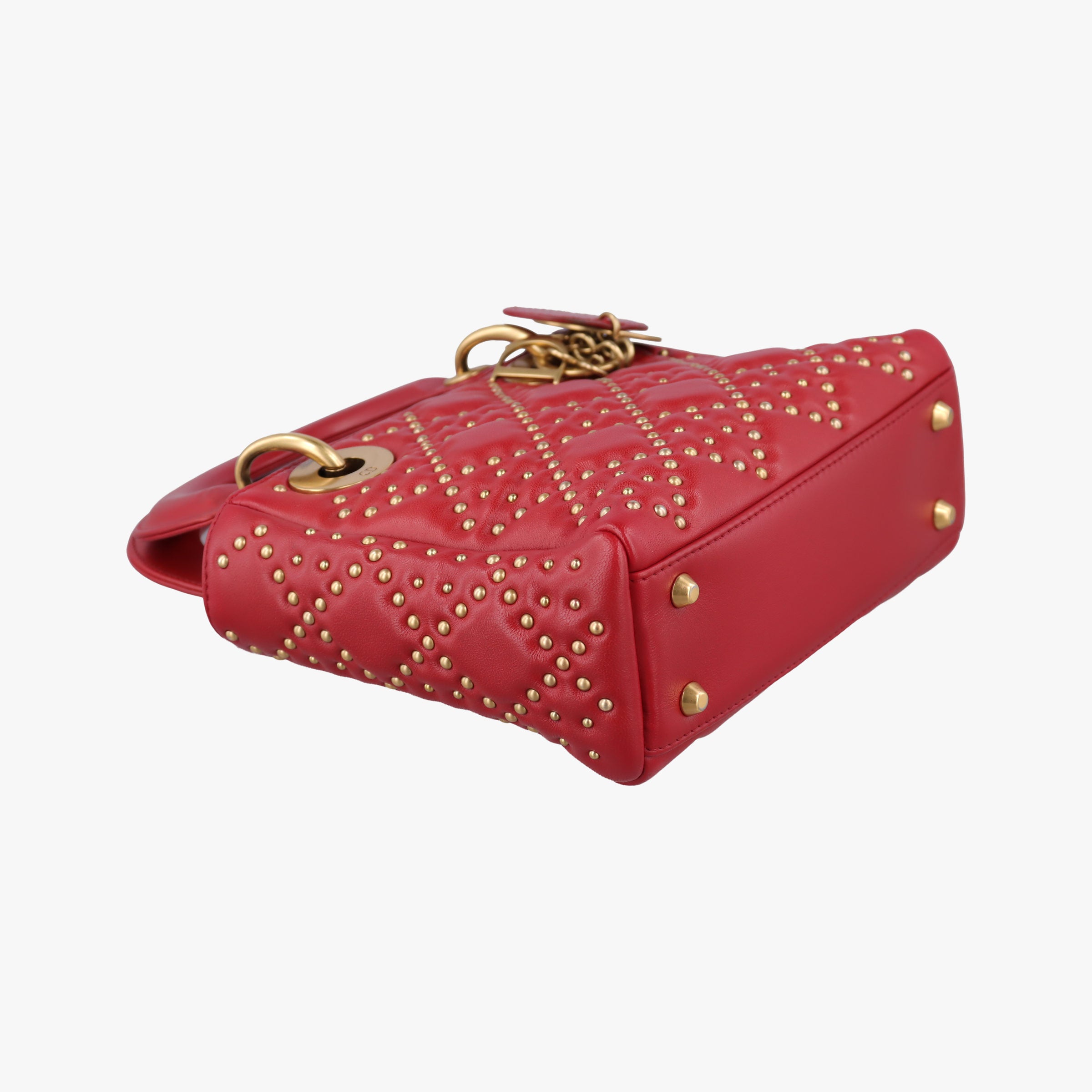Pre-owned Christian Dior Lady Dior Red lambskin  shoulderbag | stylenewstar