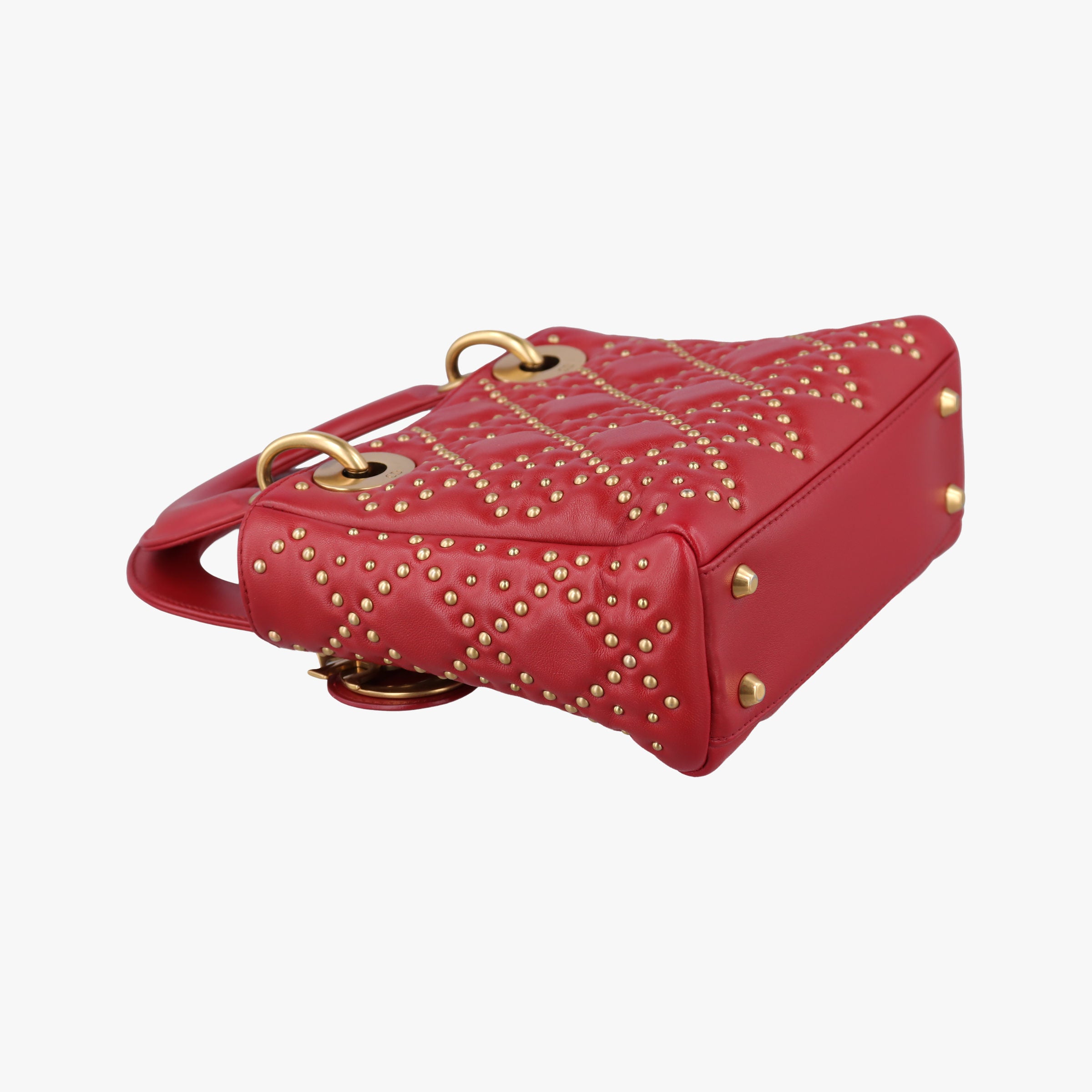 Pre-owned Christian Dior Lady Dior Red lambskin  shoulderbag | stylenewstar