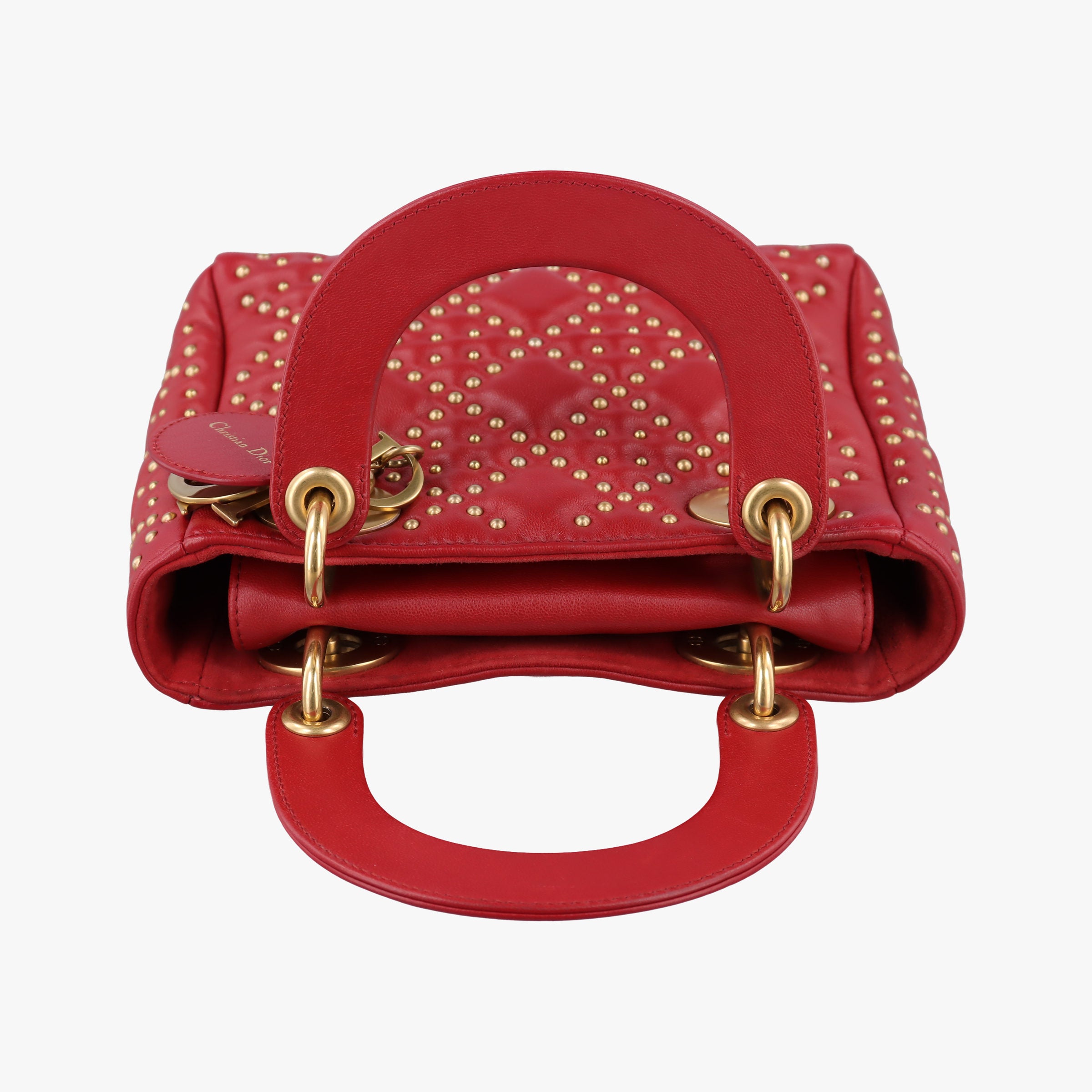 Pre-owned Christian Dior Lady Dior Red lambskin  shoulderbag | stylenewstar