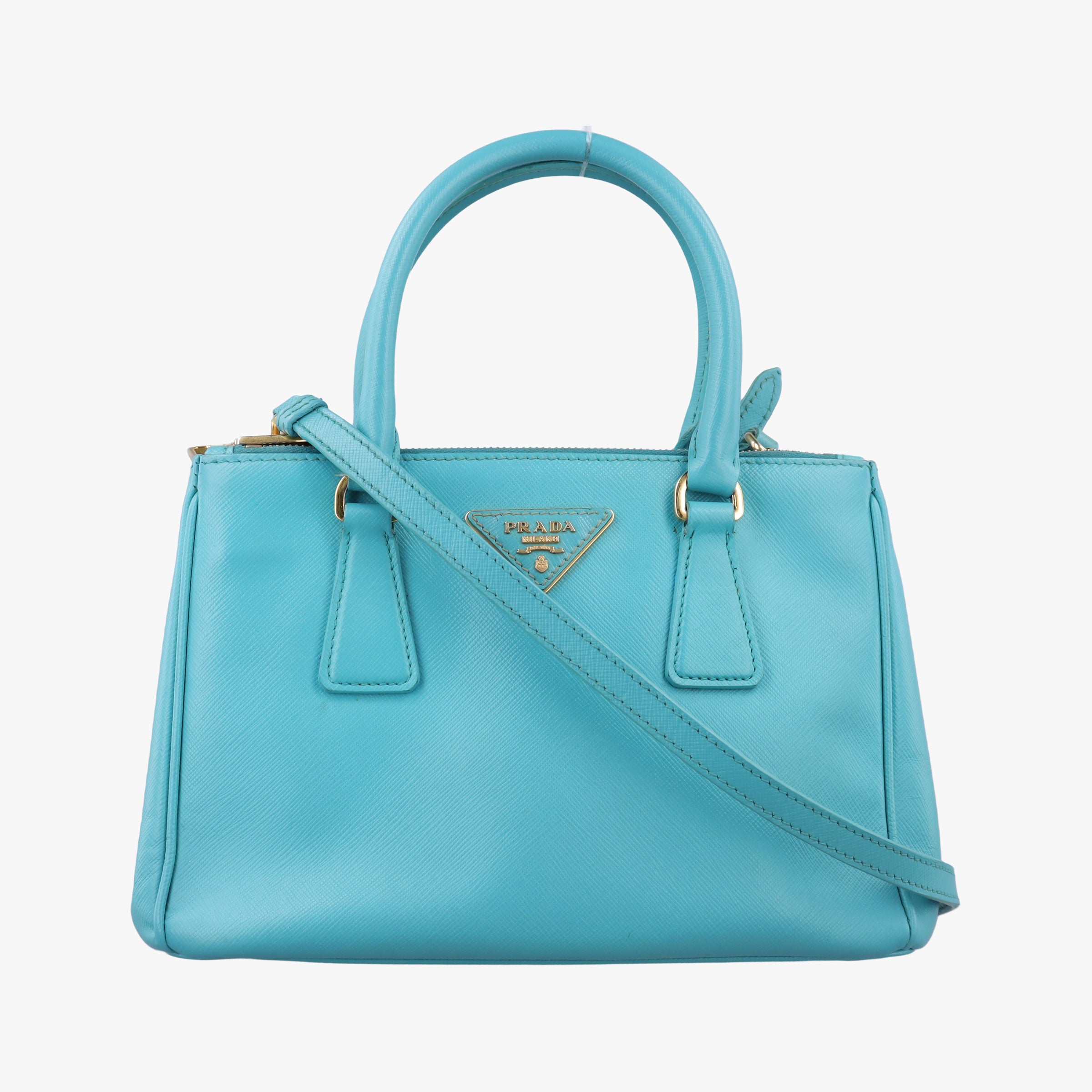 Pre-owned Prada Galleria Blue SAFFIANO Leather BN1801 shoulderbag | stylenewstar
