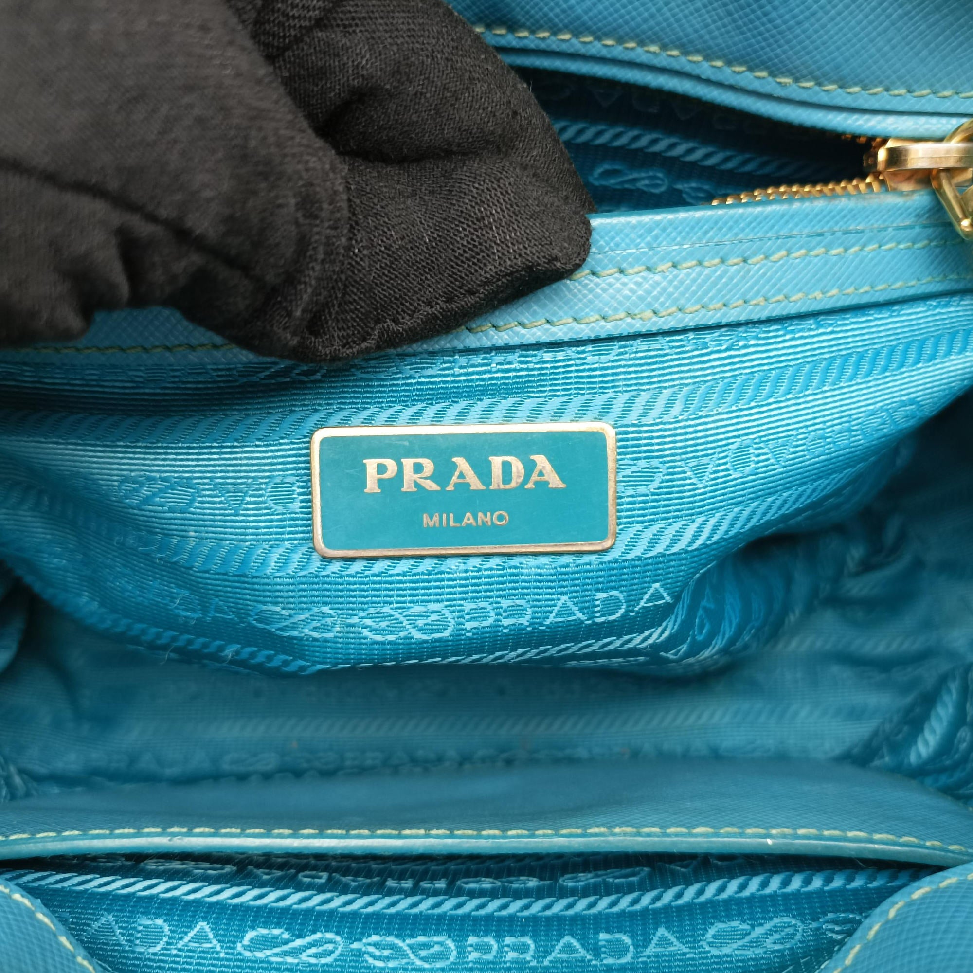 Pre-owned Prada Galleria Blue SAFFIANO Leather BN1801 shoulderbag | stylenewstar