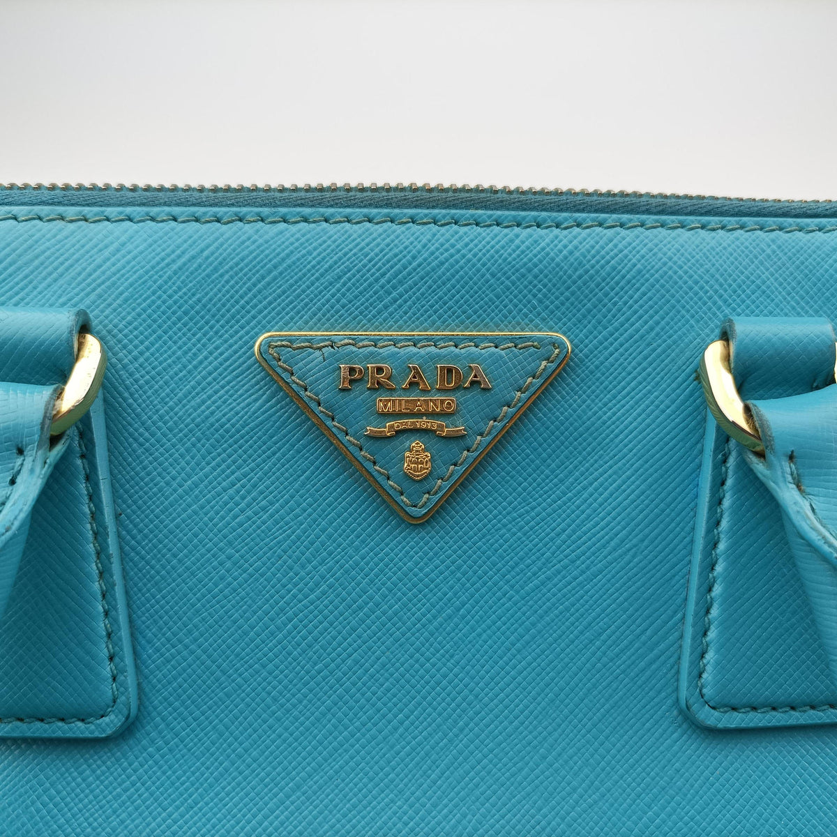 Pre-owned Prada Galleria Blue SAFFIANO Leather BN1801 shoulderbag | stylenewstar