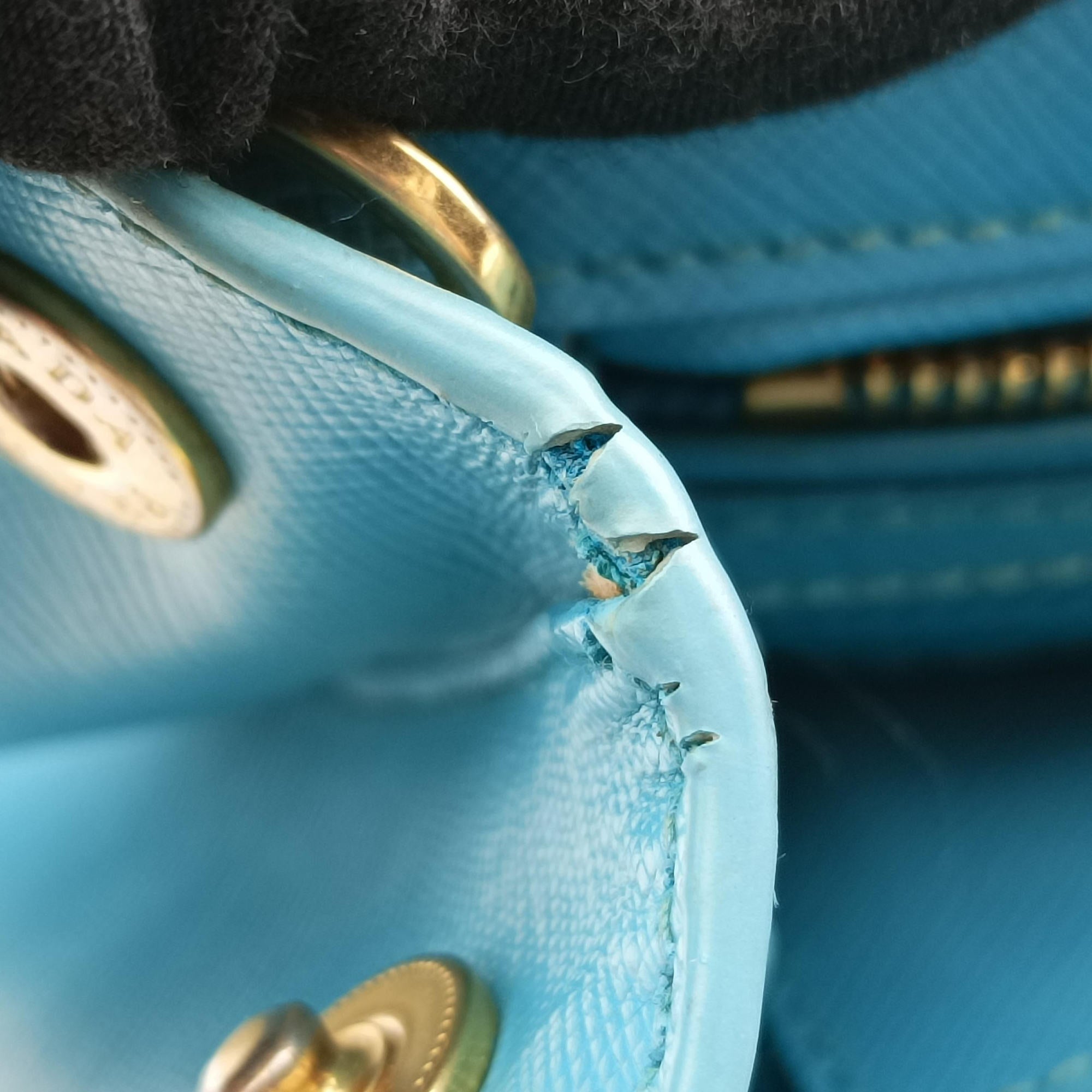 Pre-owned Prada Galleria Blue SAFFIANO Leather BN1801 shoulderbag | stylenewstar
