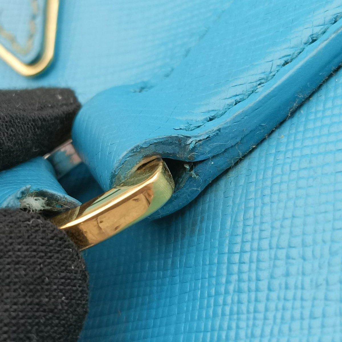 Pre-owned Prada Galleria Blue SAFFIANO Leather BN1801 shoulderbag | stylenewstar