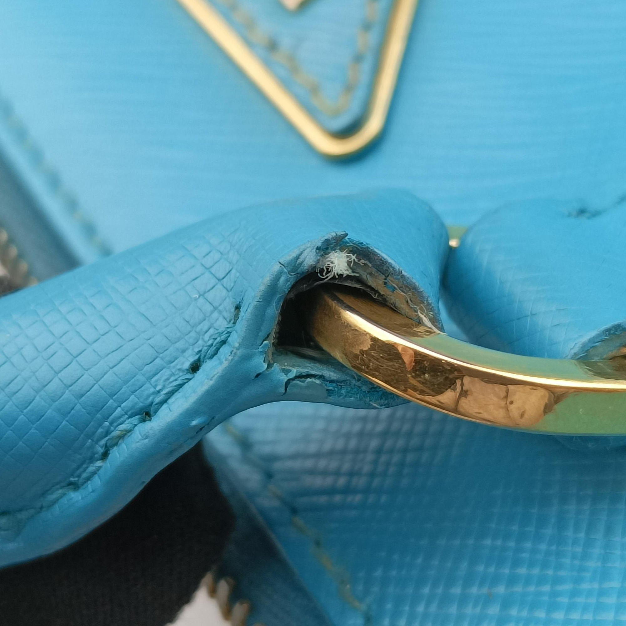 Pre-owned Prada Galleria Blue SAFFIANO Leather BN1801 shoulderbag | stylenewstar