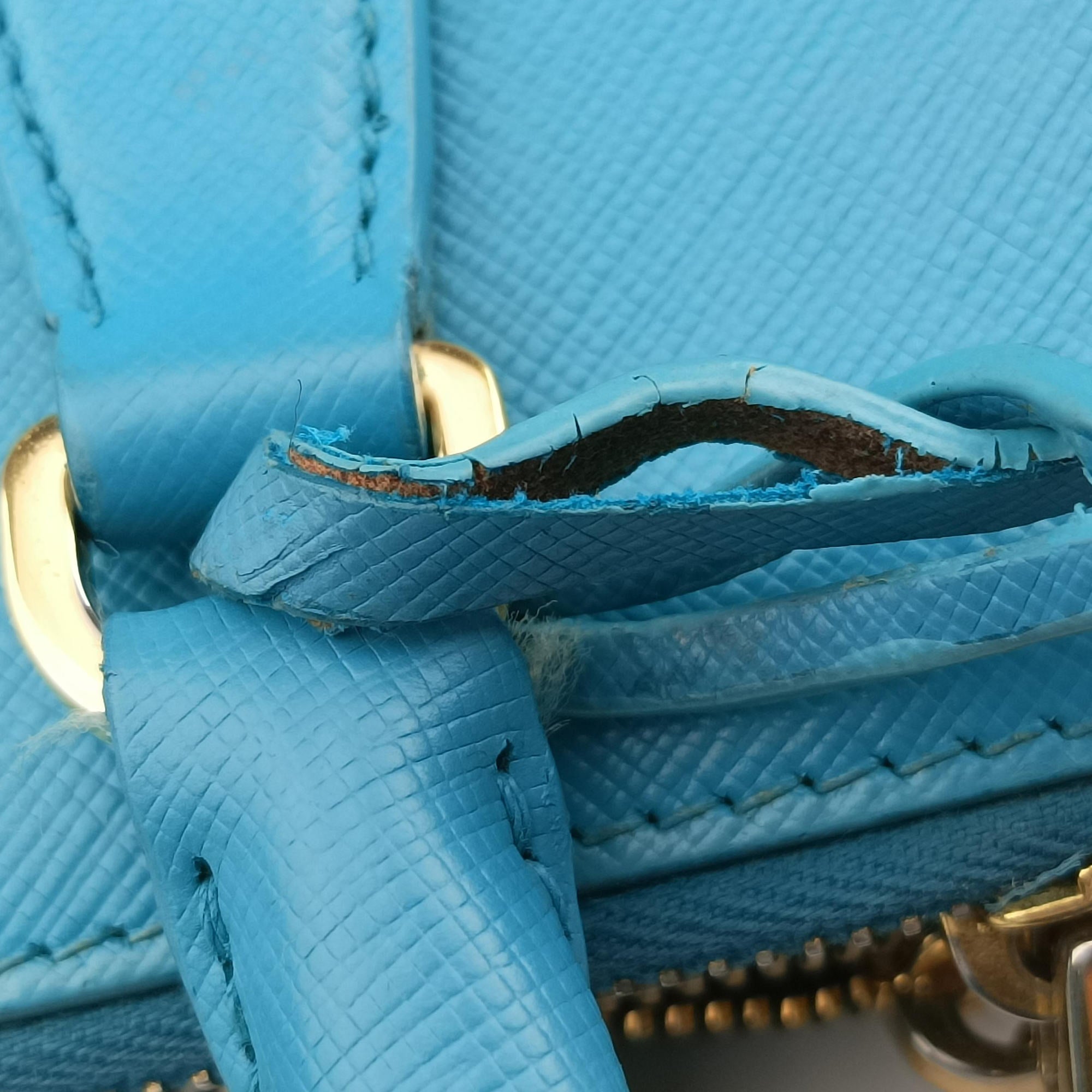 Pre-owned Prada Galleria Blue SAFFIANO Leather BN1801 shoulderbag | stylenewstar
