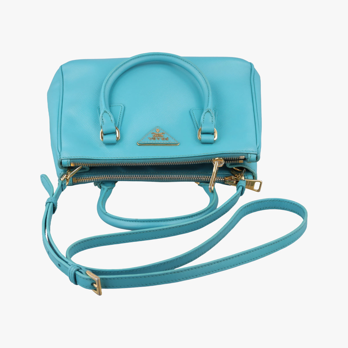 Pre-owned Prada Galleria Blue SAFFIANO Leather BN1801 shoulderbag | stylenewstar