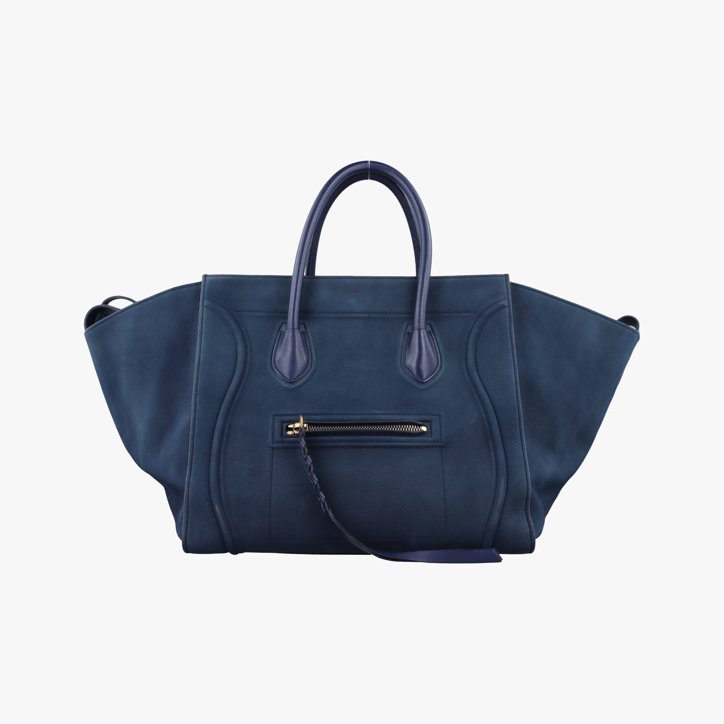 Secondhand Celine Luggage Square Phantom Blue Suede  shoulderbag | stylenewstar