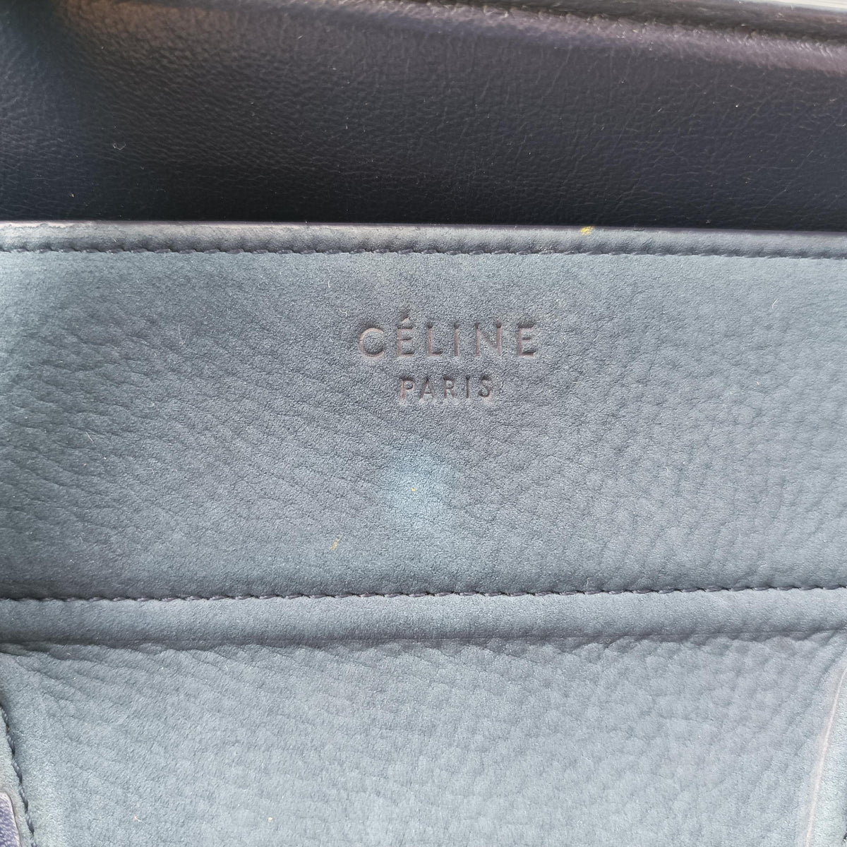 Pre-owned Celine Luggage Square Phantom Blue Suede  shoulderbag | stylenewstar