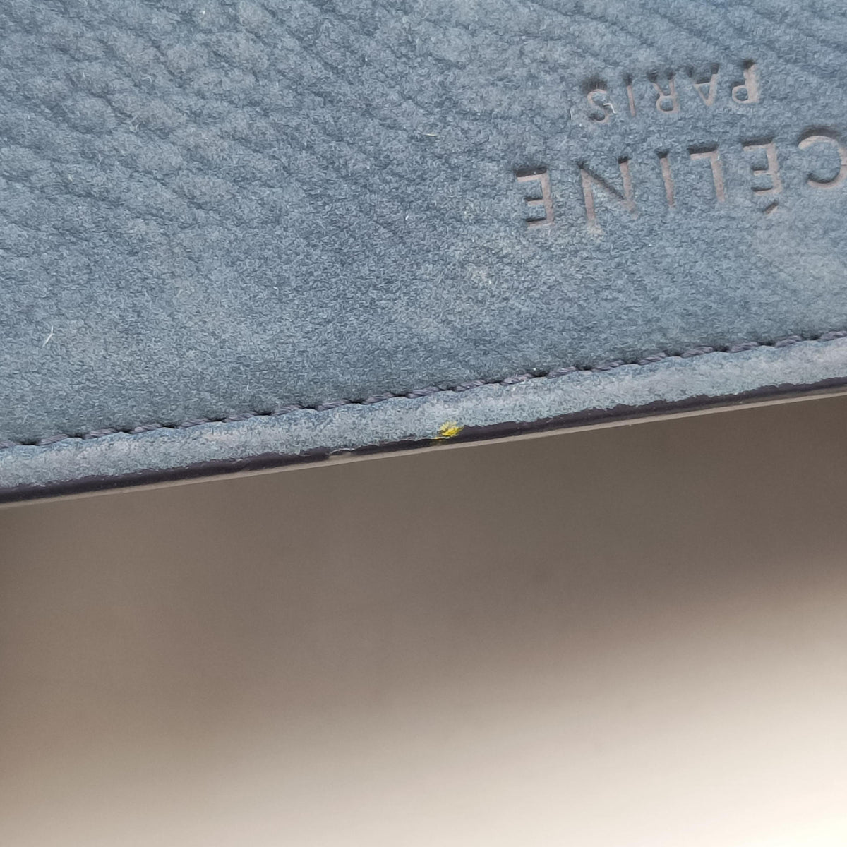 Pre-owned Celine Luggage Square Phantom Blue Suede  shoulderbag | stylenewstar