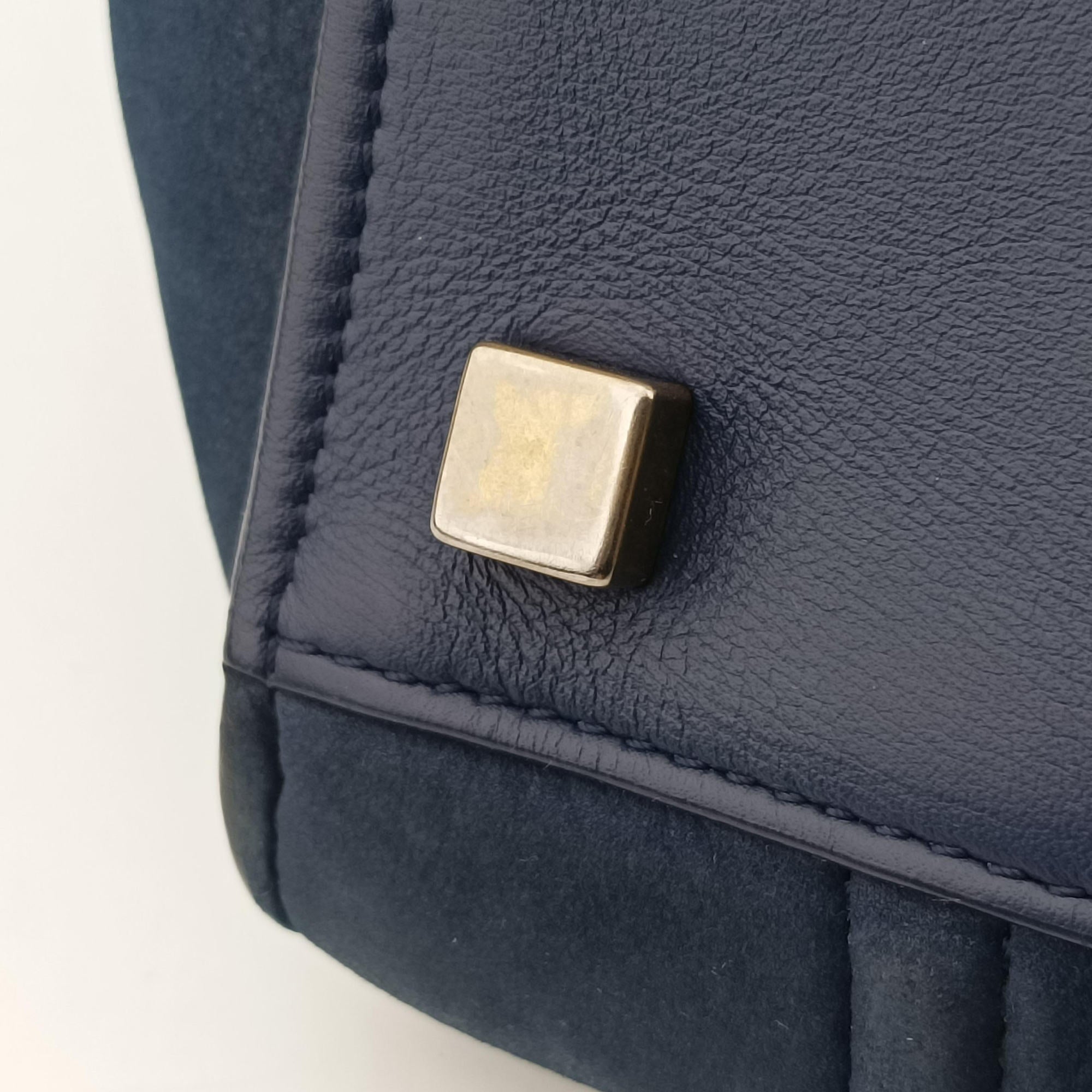 Secondhand Celine Luggage Square Phantom Blue Suede  shoulderbag | stylenewstar