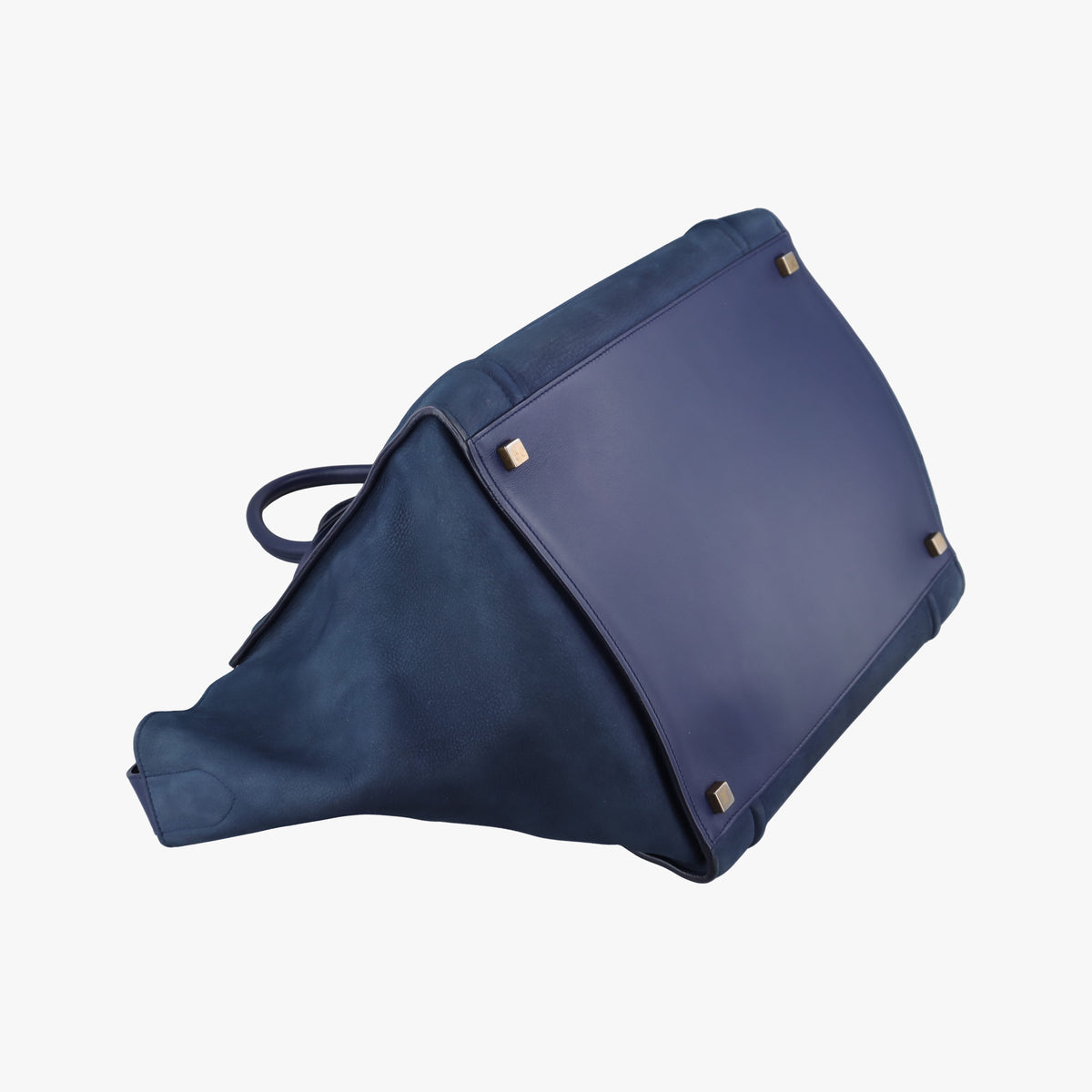 Pre-owned Celine Luggage Square Phantom Blue Suede  shoulderbag | stylenewstar