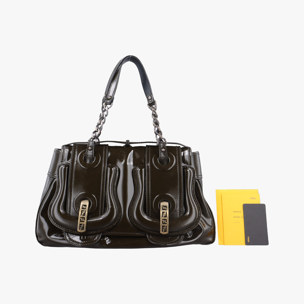 Pre-owned Fendi B Bag Brown Patent 8BN165 shoulderbag | stylenewstar