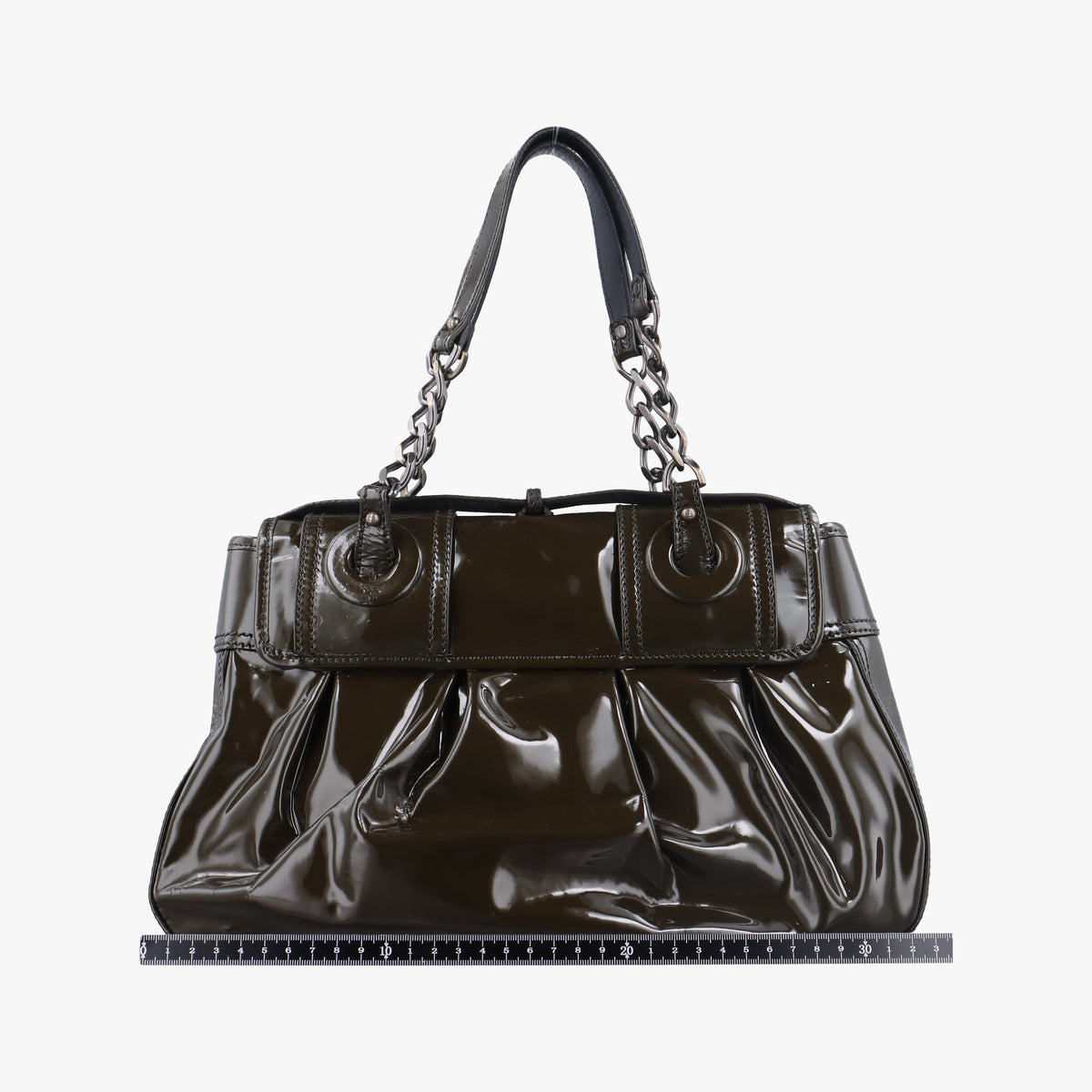 Pre-owned Fendi B Bag Brown Patent 8BN165 shoulderbag | stylenewstar