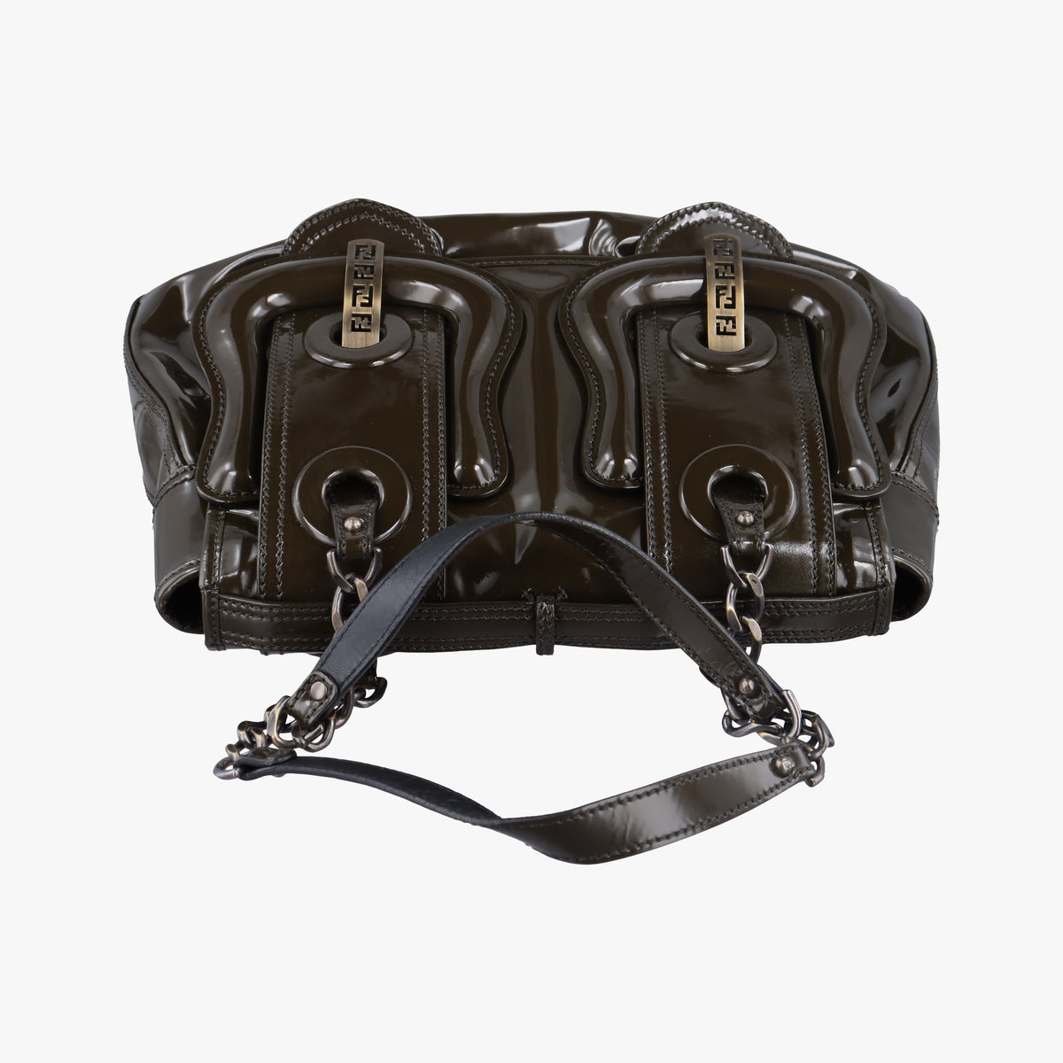 Pre-owned Fendi B Bag Brown Patent 8BN165 shoulderbag | stylenewstar