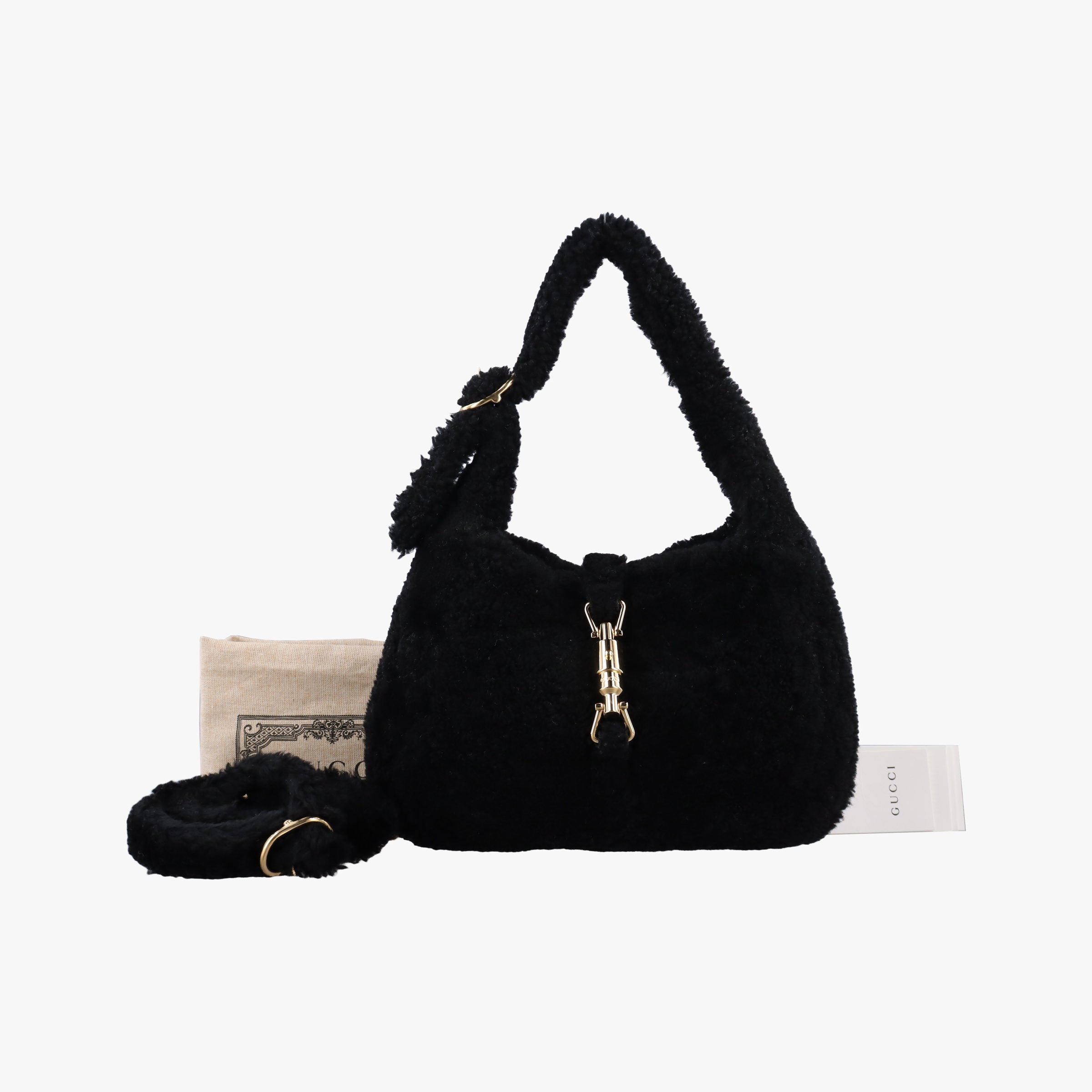 Pre-owned Gucci JACKIE 1961 Black Fur 636709 shoulderbag | stylenewstar