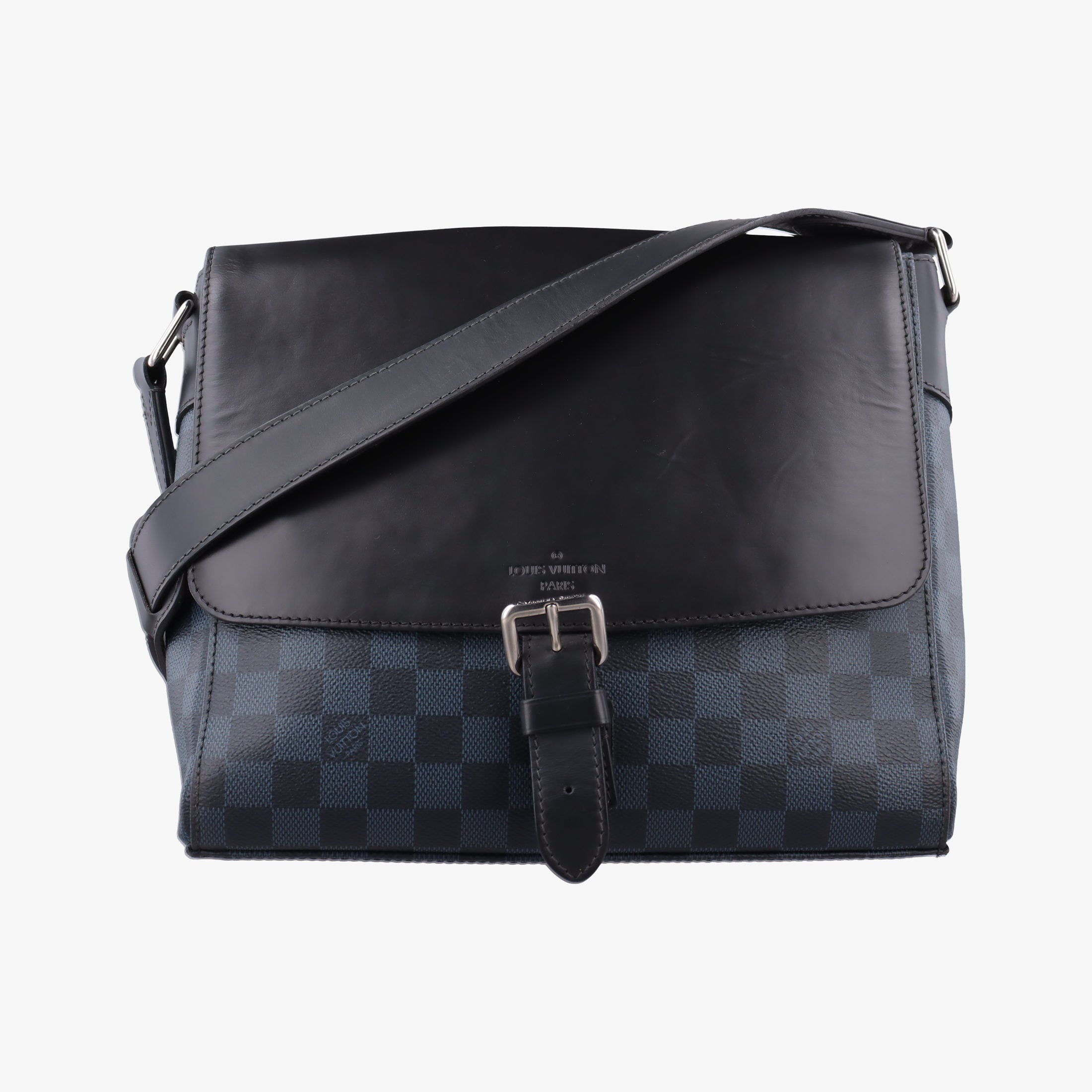 Secondhand Louis Vuitton Newport Messenger PM black×navy Damier Cobalt N41587 shoulderbag | stylenewstar