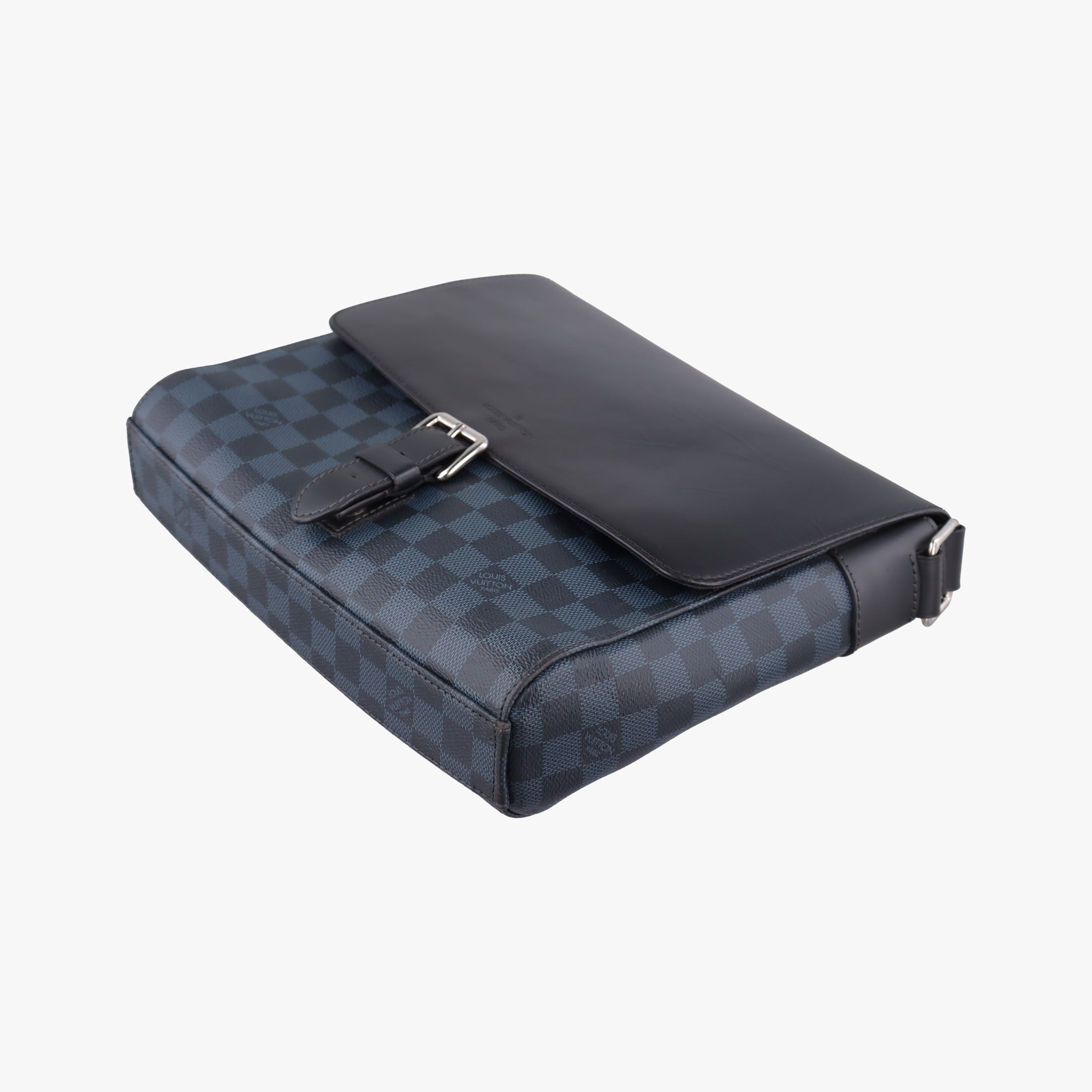 Secondhand Louis Vuitton Newport Messenger PM black×navy Damier Cobalt N41587 shoulderbag | stylenewstar