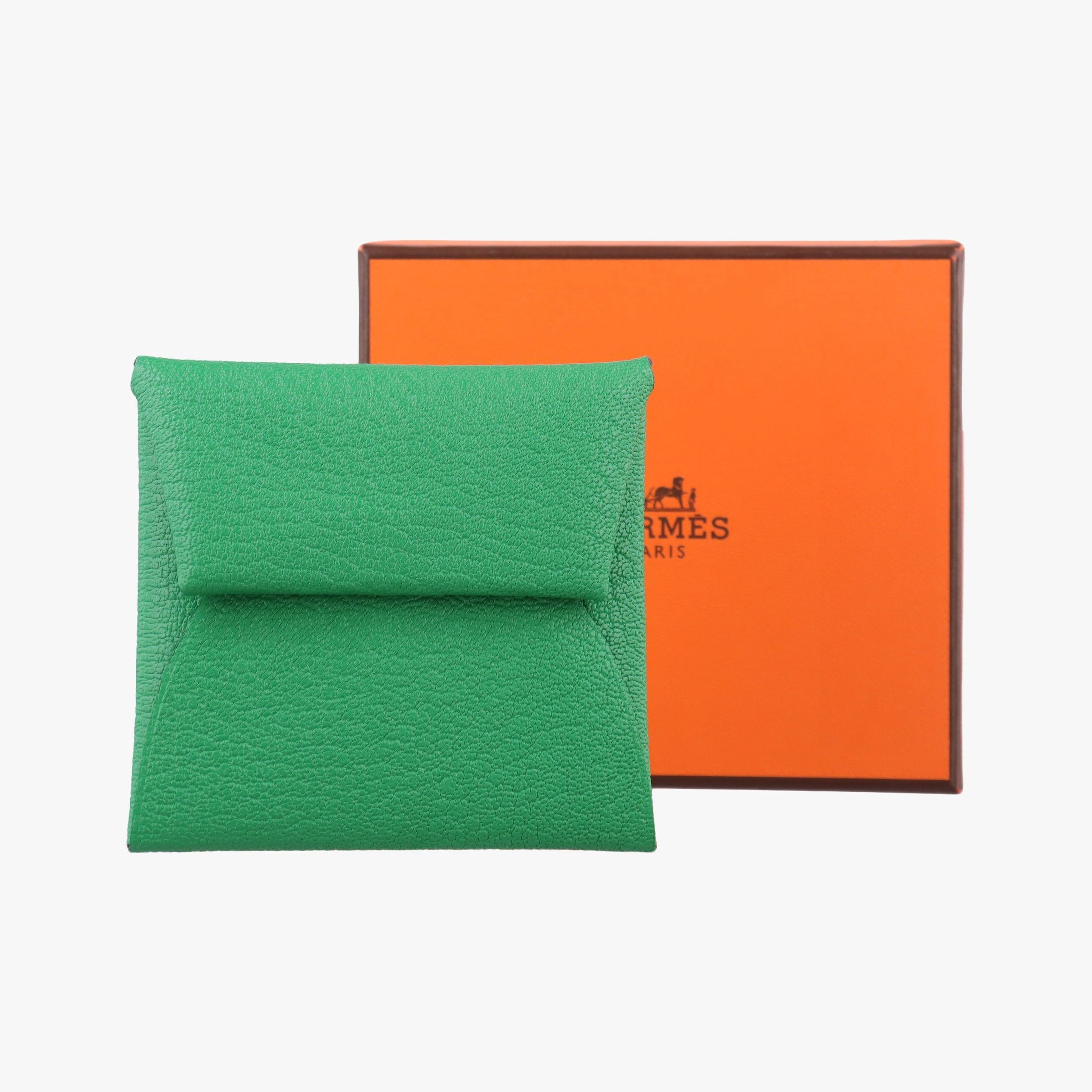 Pre-owned Hermes Bastia Green Leather  bifoldwallet | stylenewstar