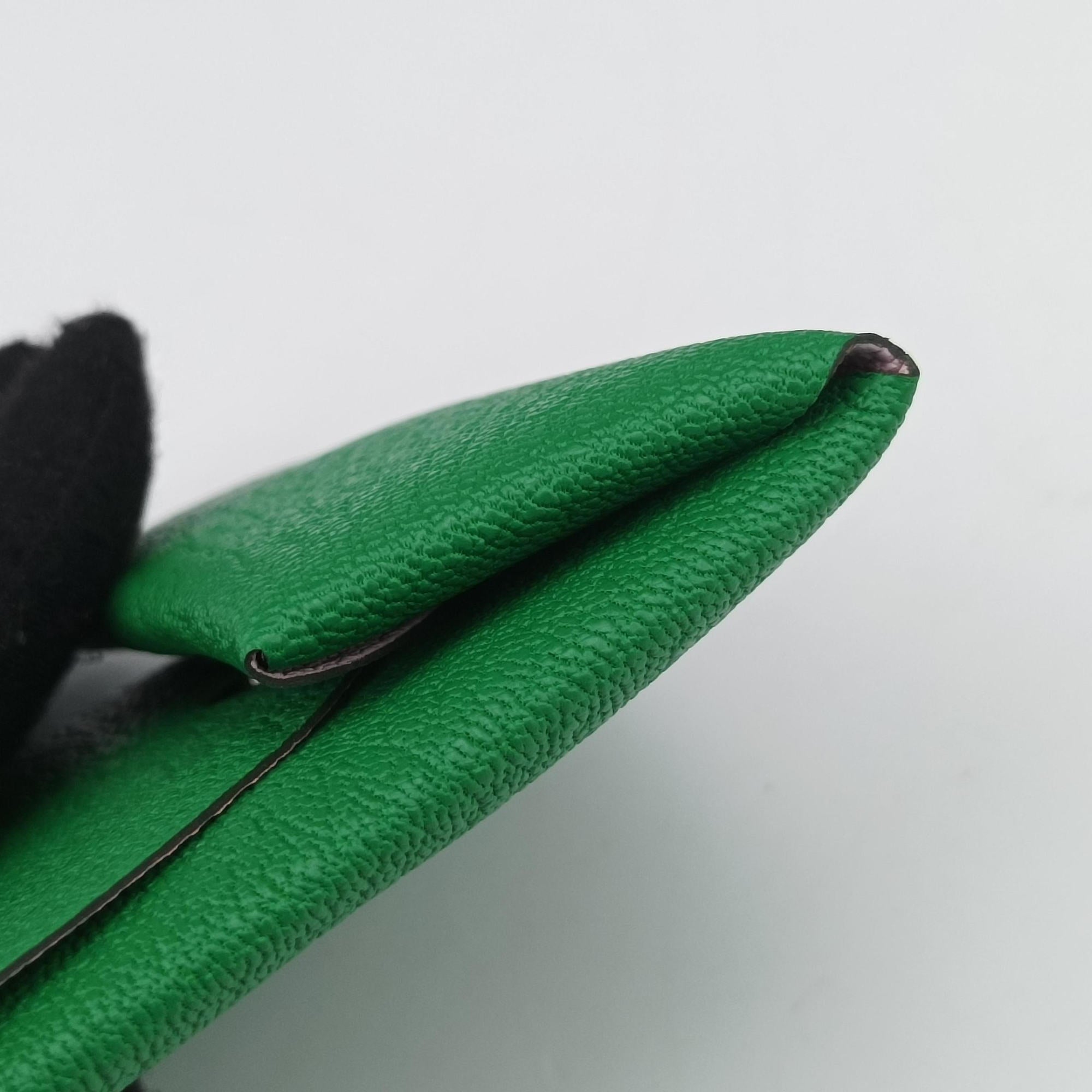 Pre-owned Hermes Bastia Green Leather  bifoldwallet | stylenewstar