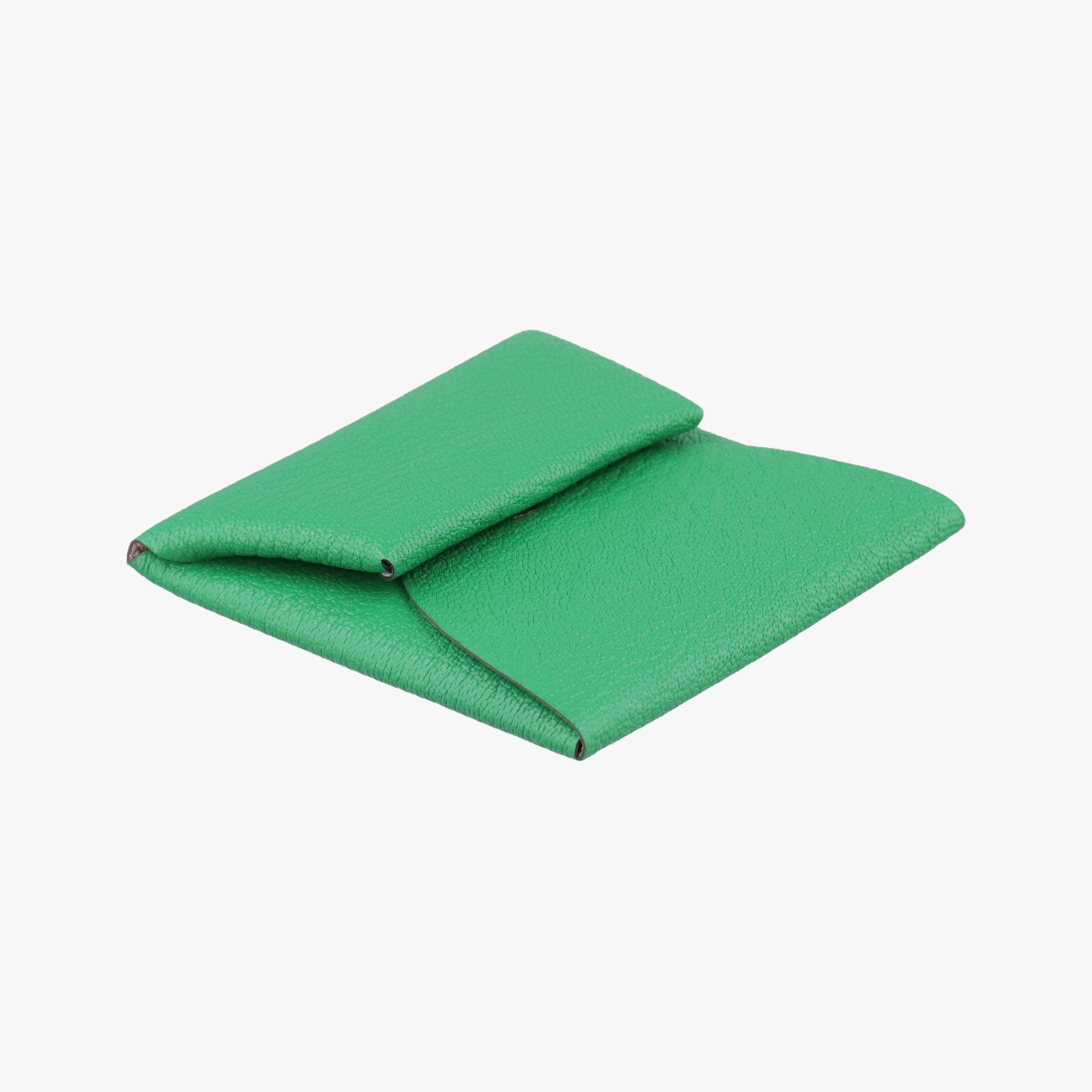 Pre-owned Hermes Bastia Green Leather  bifoldwallet | stylenewstar