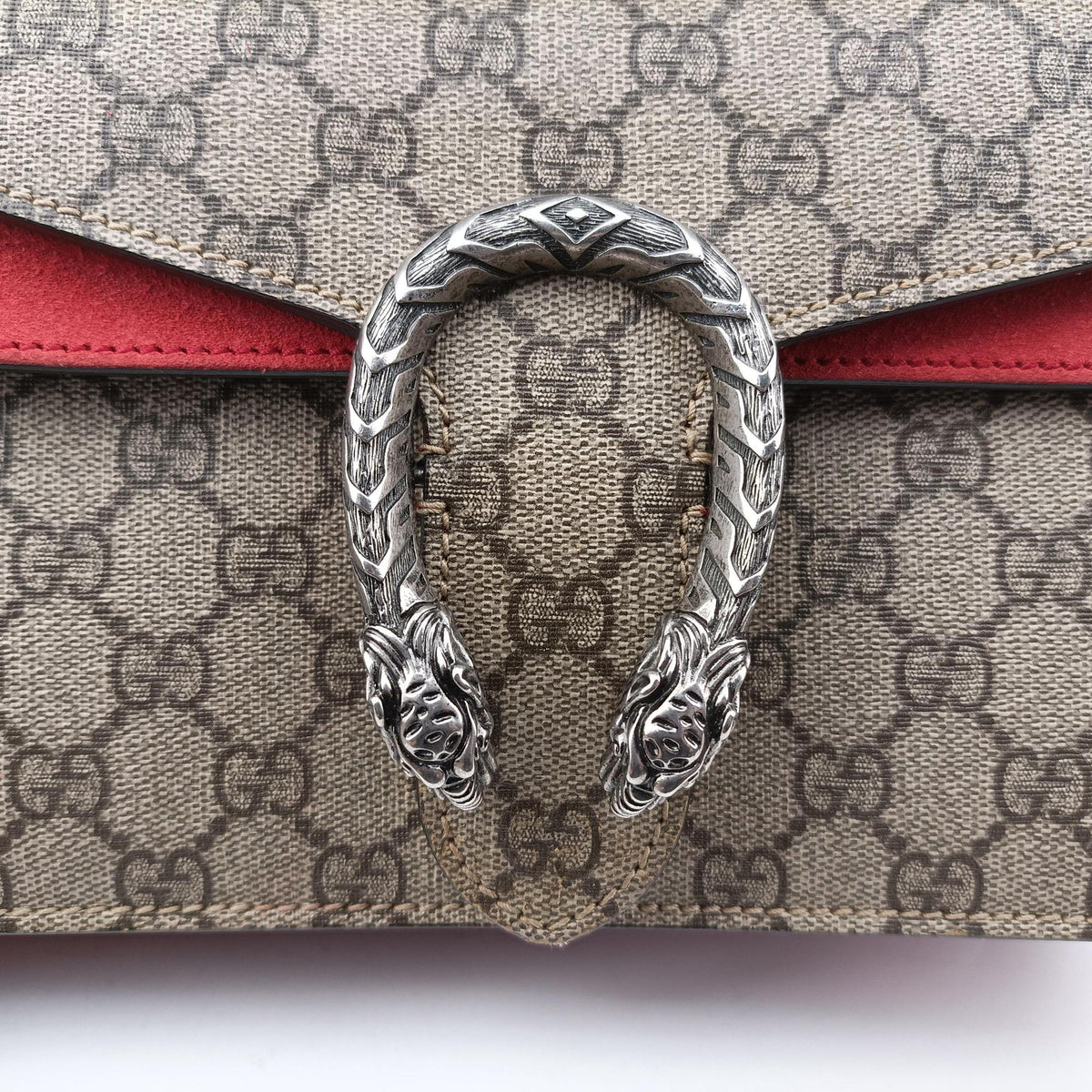 Pre-owned Gucci Dionysus Beige×red PVC coated canvas × suede 400249 shoulderbag | stylenewstar