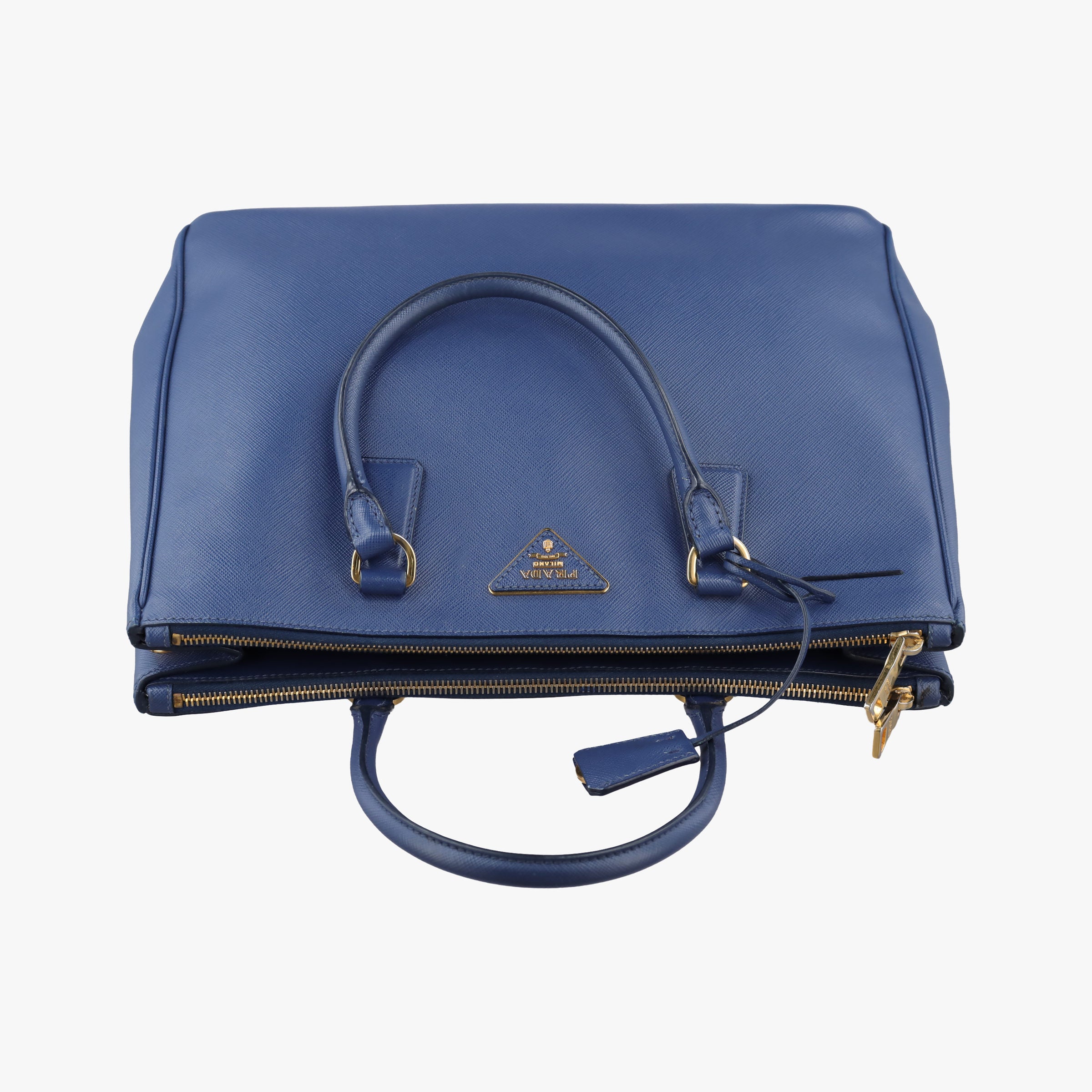 Pre-owned Prada Galleria Blue SAFFIANO Leather BN2274 handbag | stylenewstar