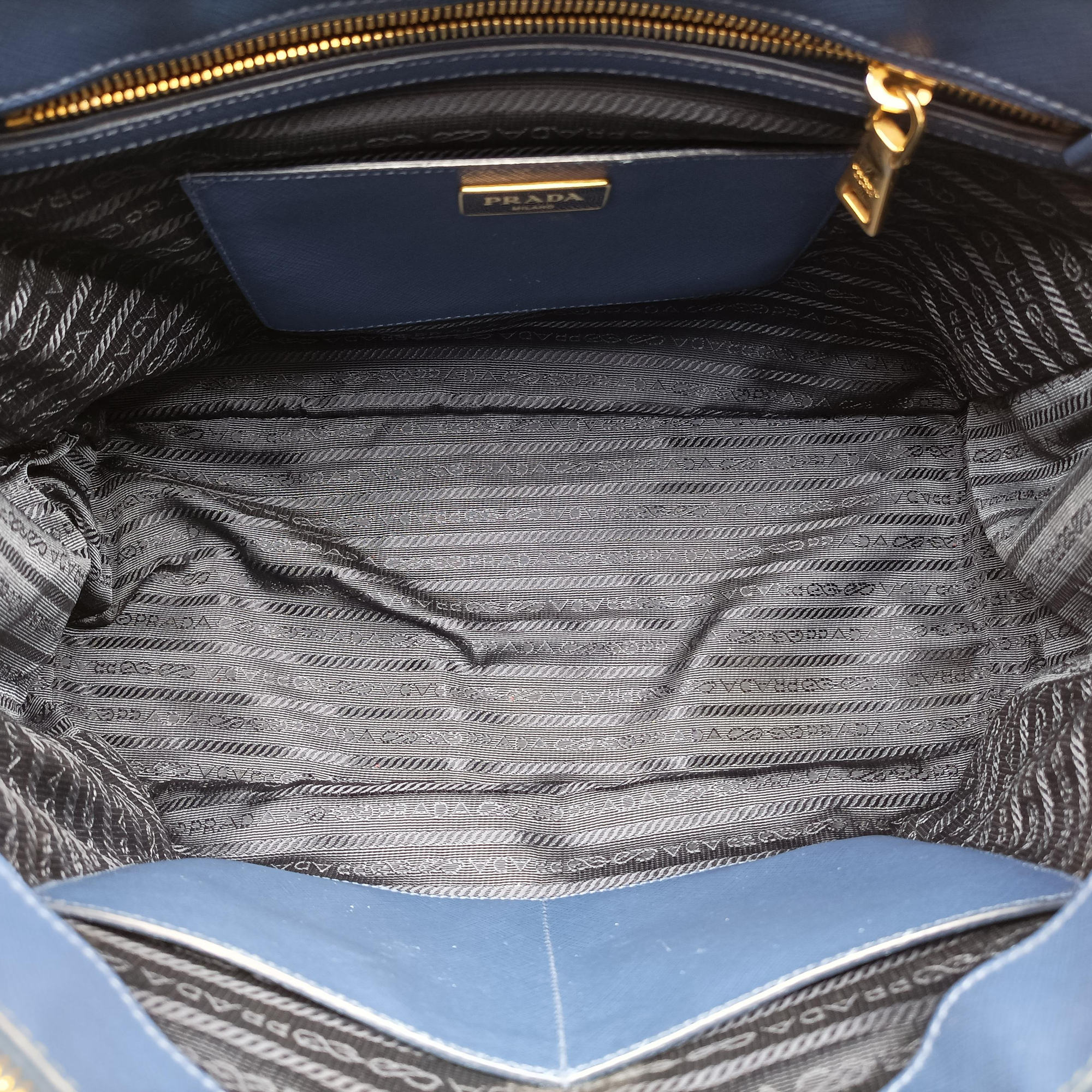 Pre-owned Prada Galleria Blue SAFFIANO Leather BN2274 handbag | stylenewstar