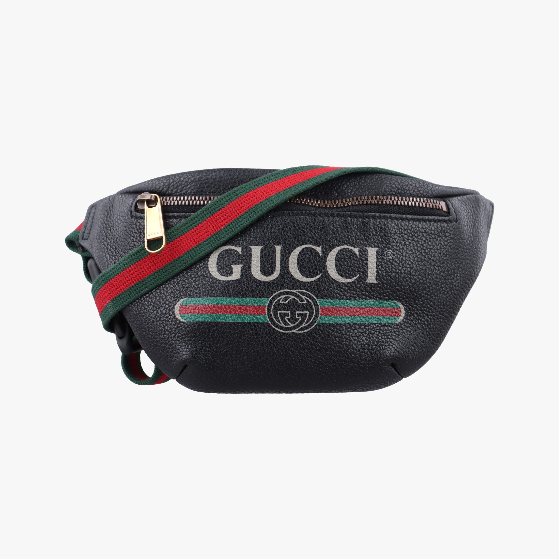 Pre-owned Gucci Print Black Leather 527792 bum bag/waist bag | stylenewstar
