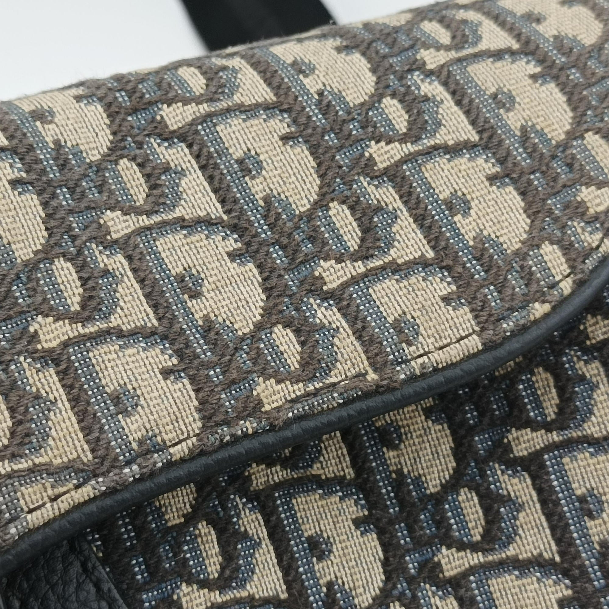 Pre-owned Christian Dior Saddlebags Gray×Navy×Black Jacquard×Leather  bum bag/waist bag | stylenewstar
