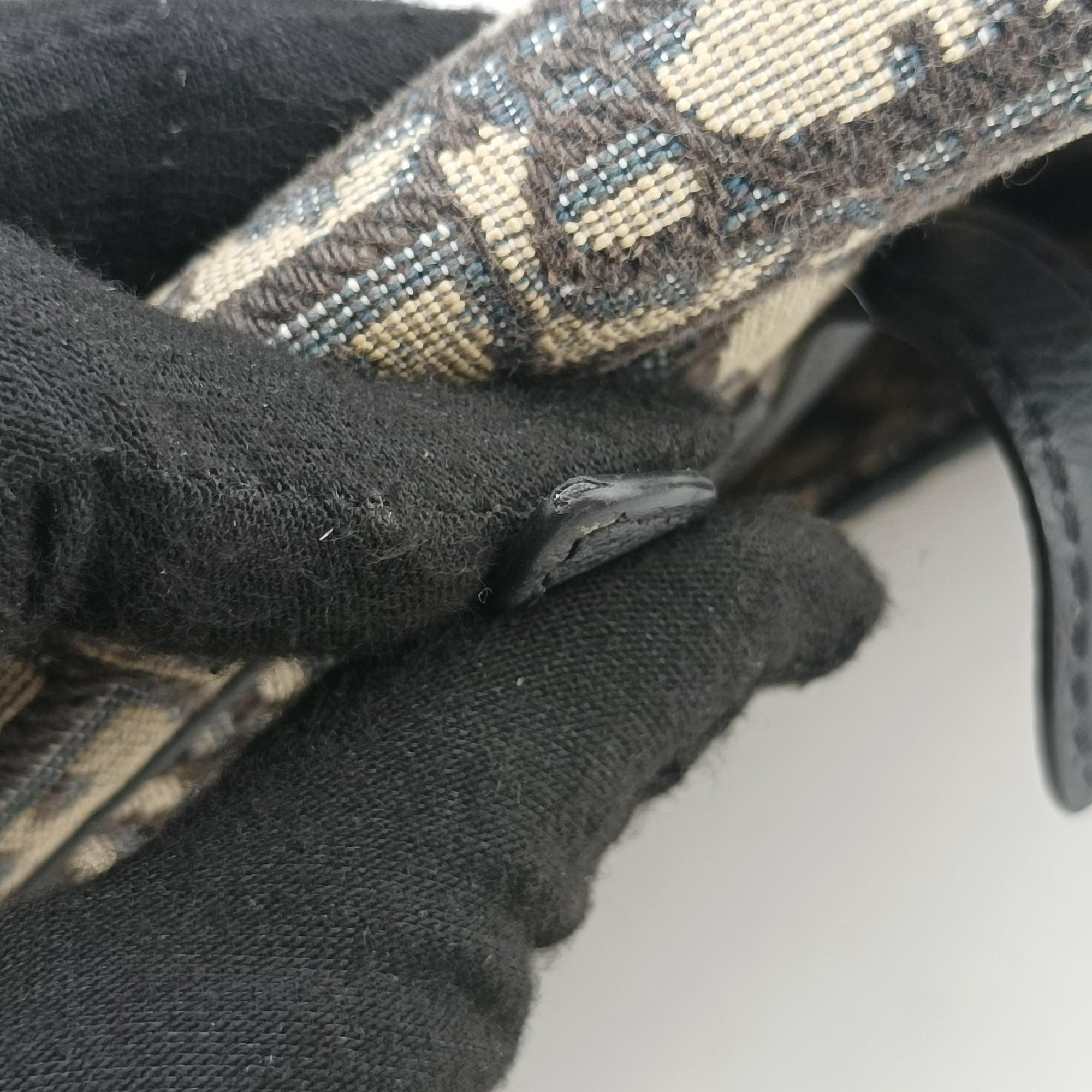 Pre-owned Christian Dior Saddlebags Gray×Navy×Black Jacquard×Leather  bum bag/waist bag | stylenewstar
