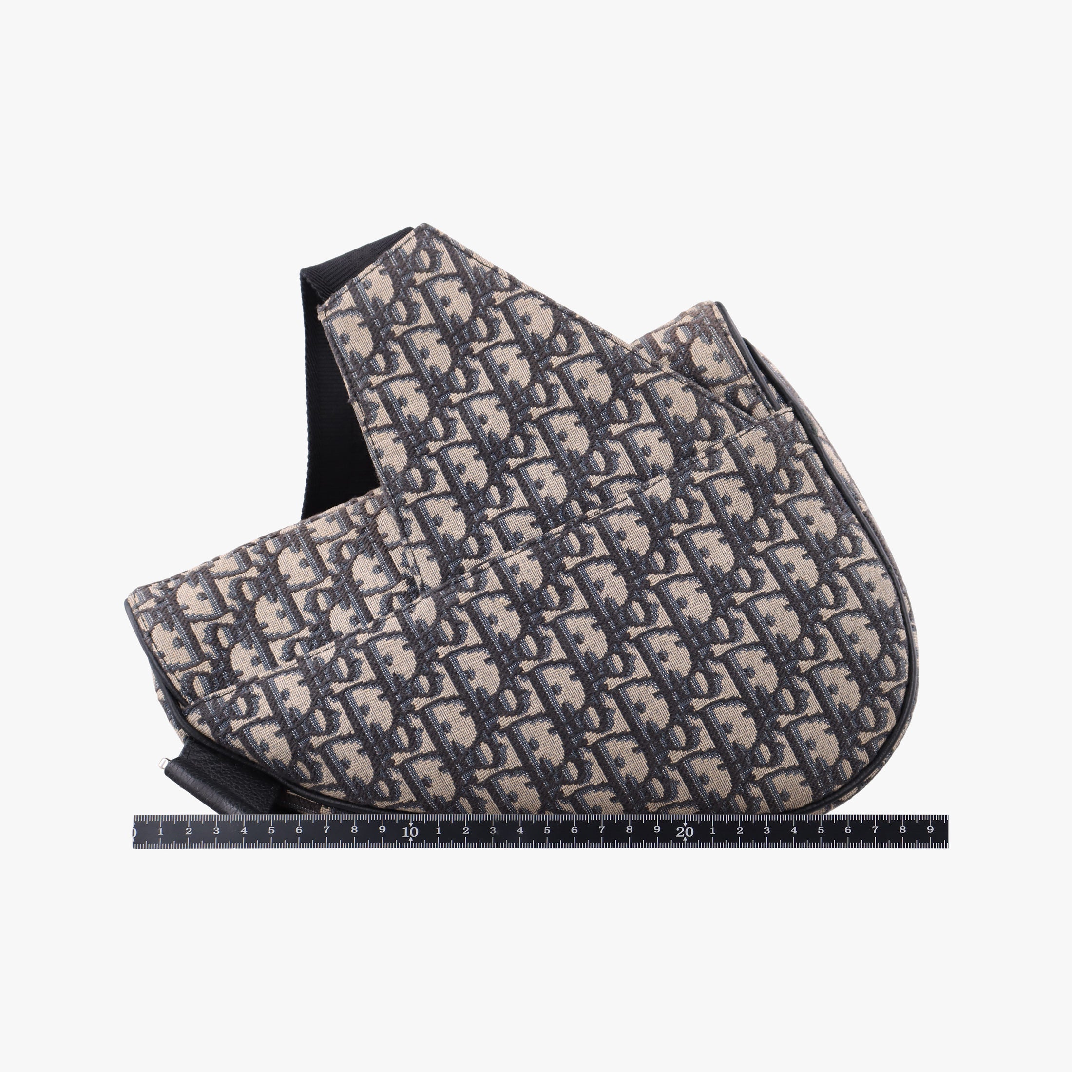 Pre-owned Christian Dior Saddlebags Gray×Navy×Black Jacquard×Leather  bum bag/waist bag | stylenewstar