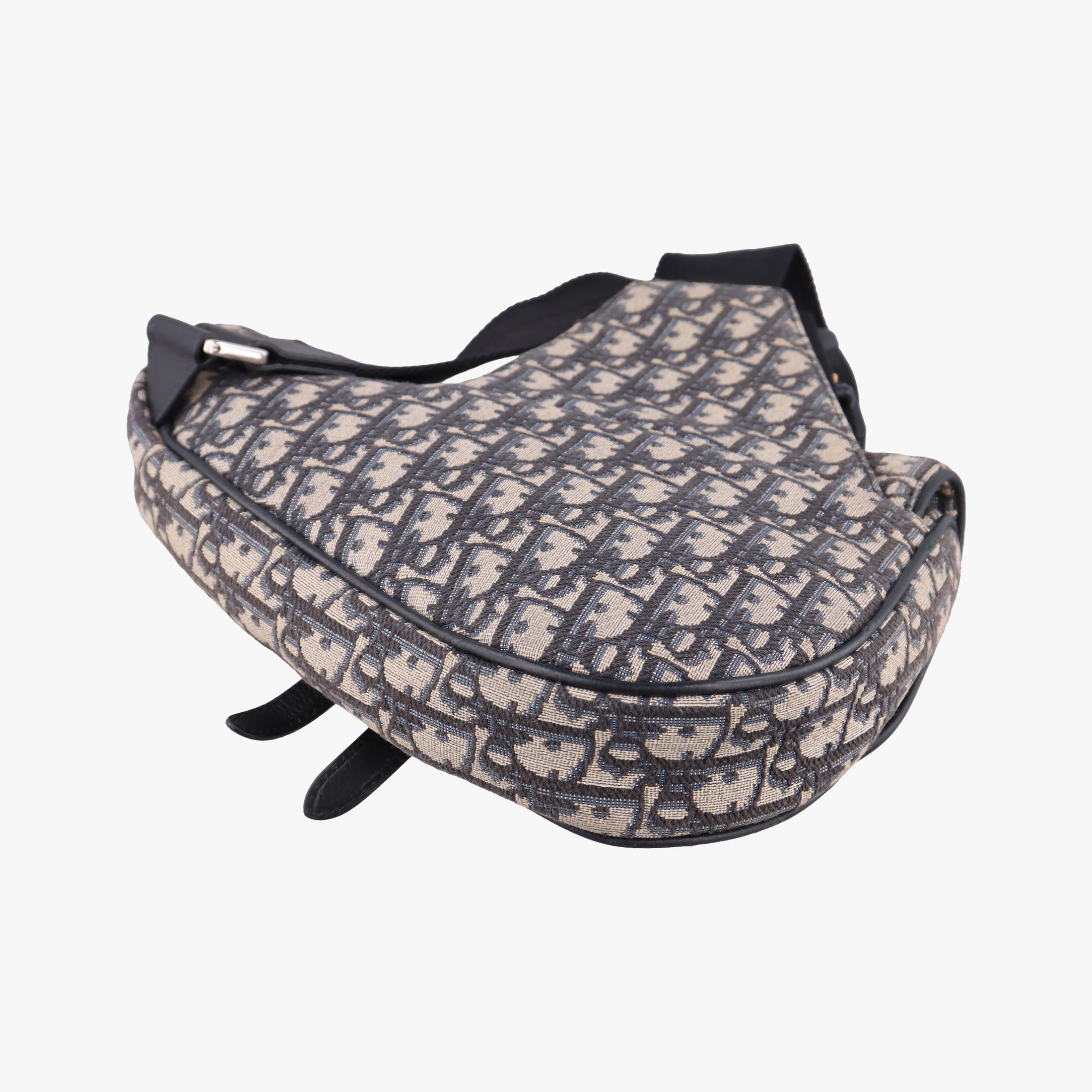 Pre-owned Christian Dior Saddlebags Gray×Navy×Black Jacquard×Leather  bum bag/waist bag | stylenewstar