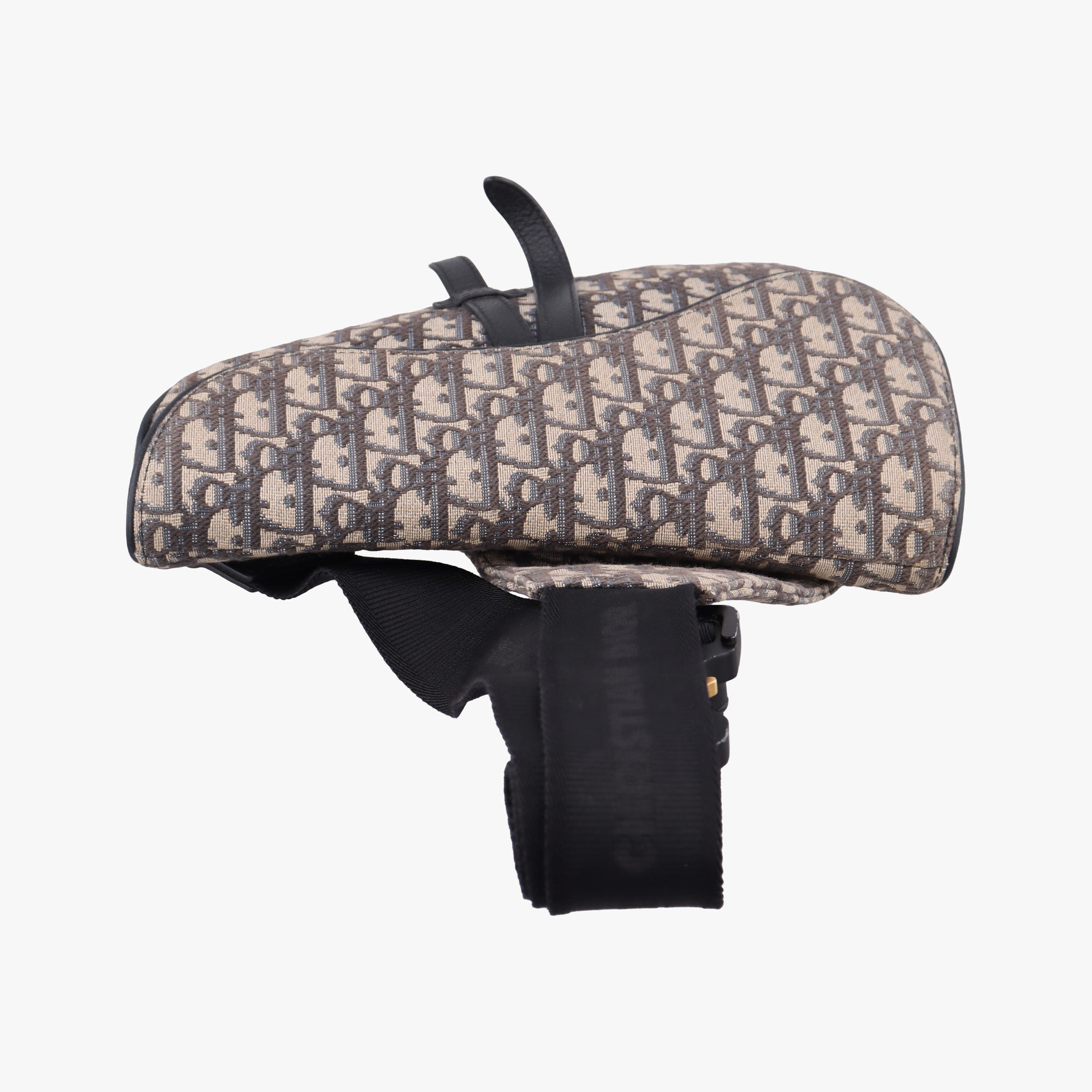 Pre-owned Christian Dior Saddlebags Gray×Navy×Black Jacquard×Leather  bum bag/waist bag | stylenewstar