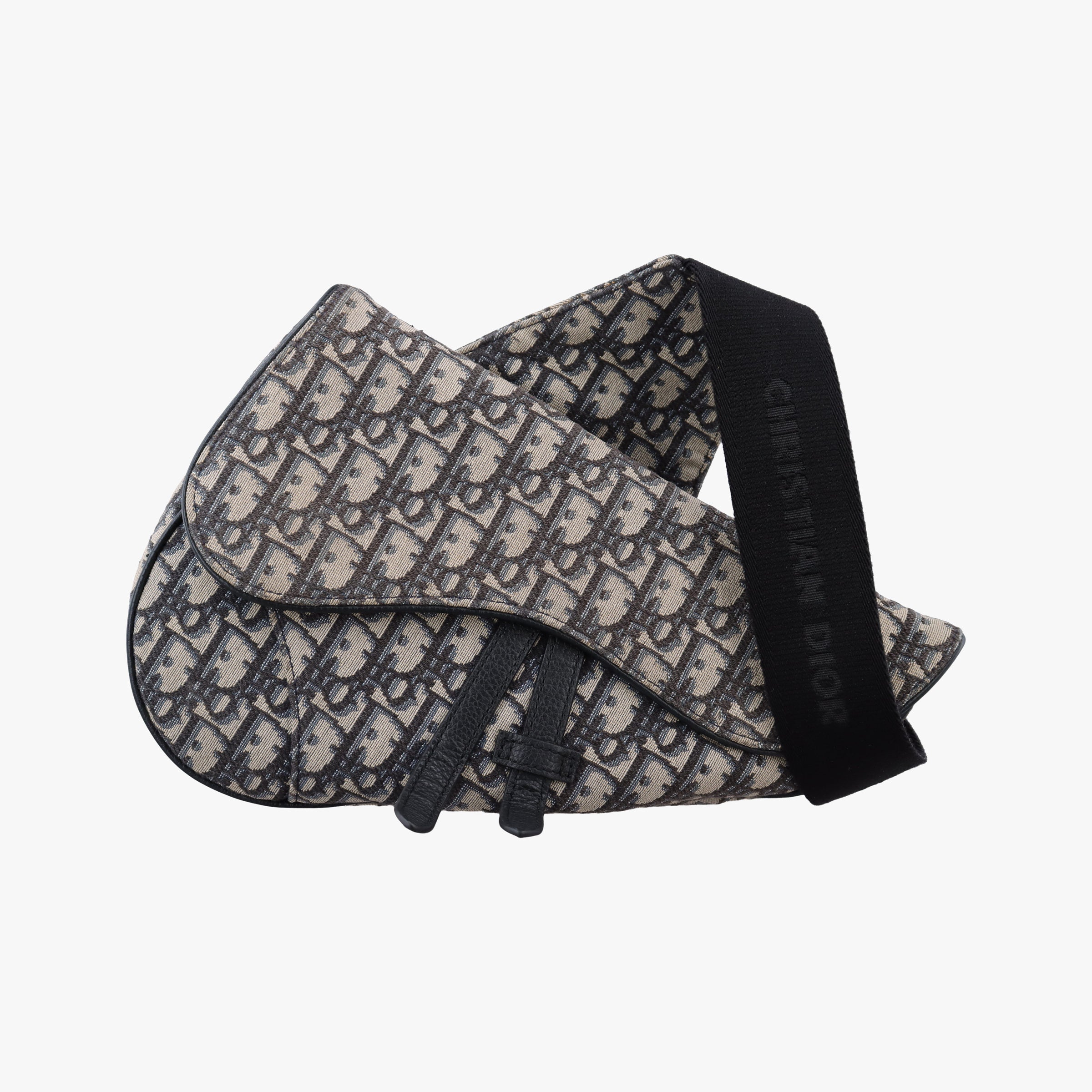 Vintage Christian Dior saddle Navy×Gray Jacquard×Leather  bum bag/waist bag | stylenewstar