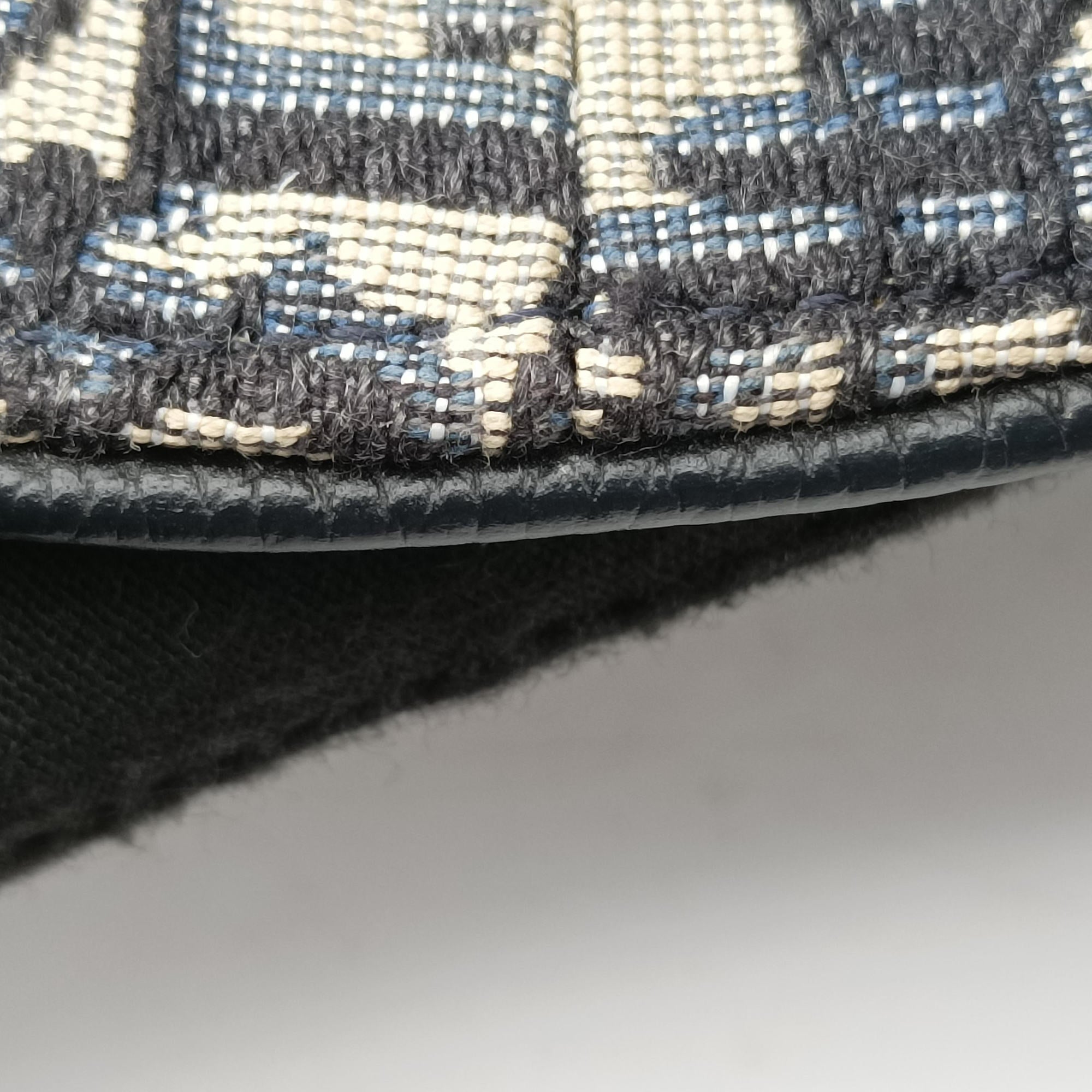 Vintage Christian Dior saddle Navy×Gray Jacquard×Leather  bum bag/waist bag | stylenewstar