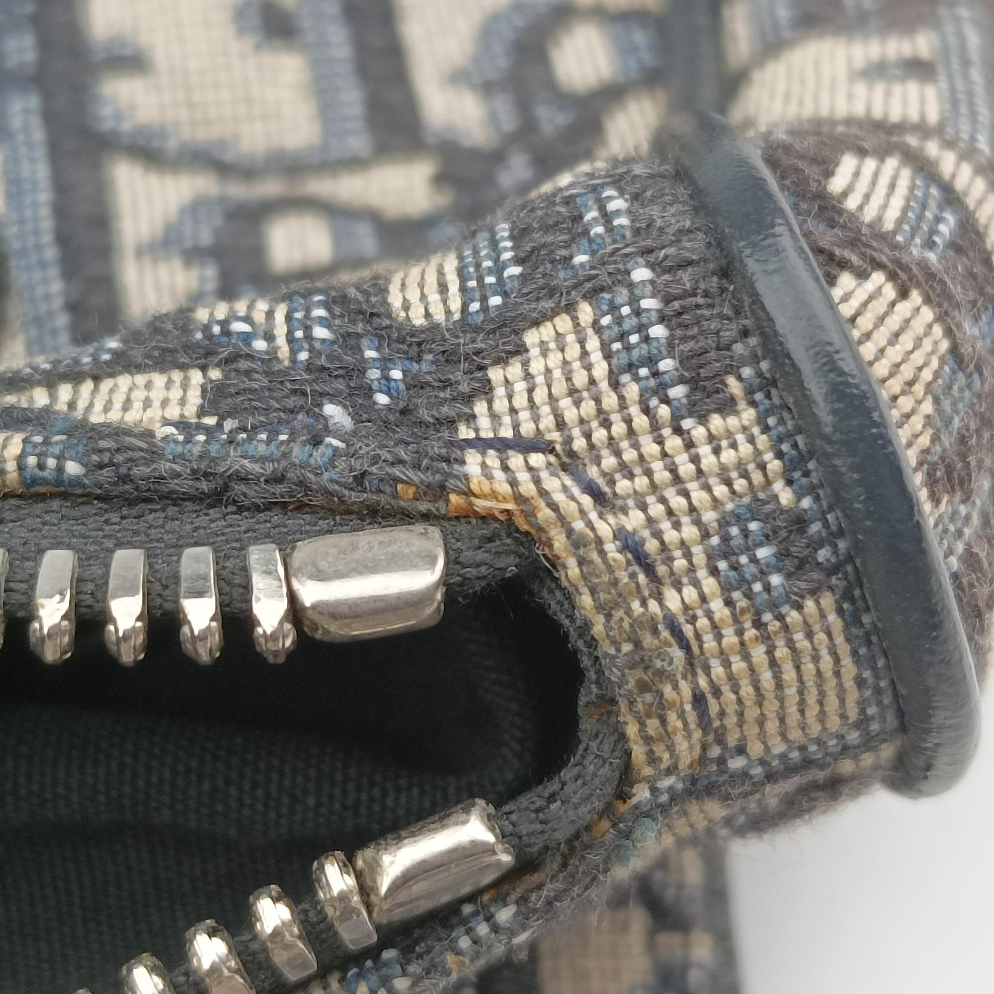 Vintage Christian Dior saddle Navy×Gray Jacquard×Leather  bum bag/waist bag | stylenewstar